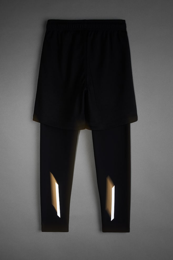Warm sports tights with shorts - Svart - 6