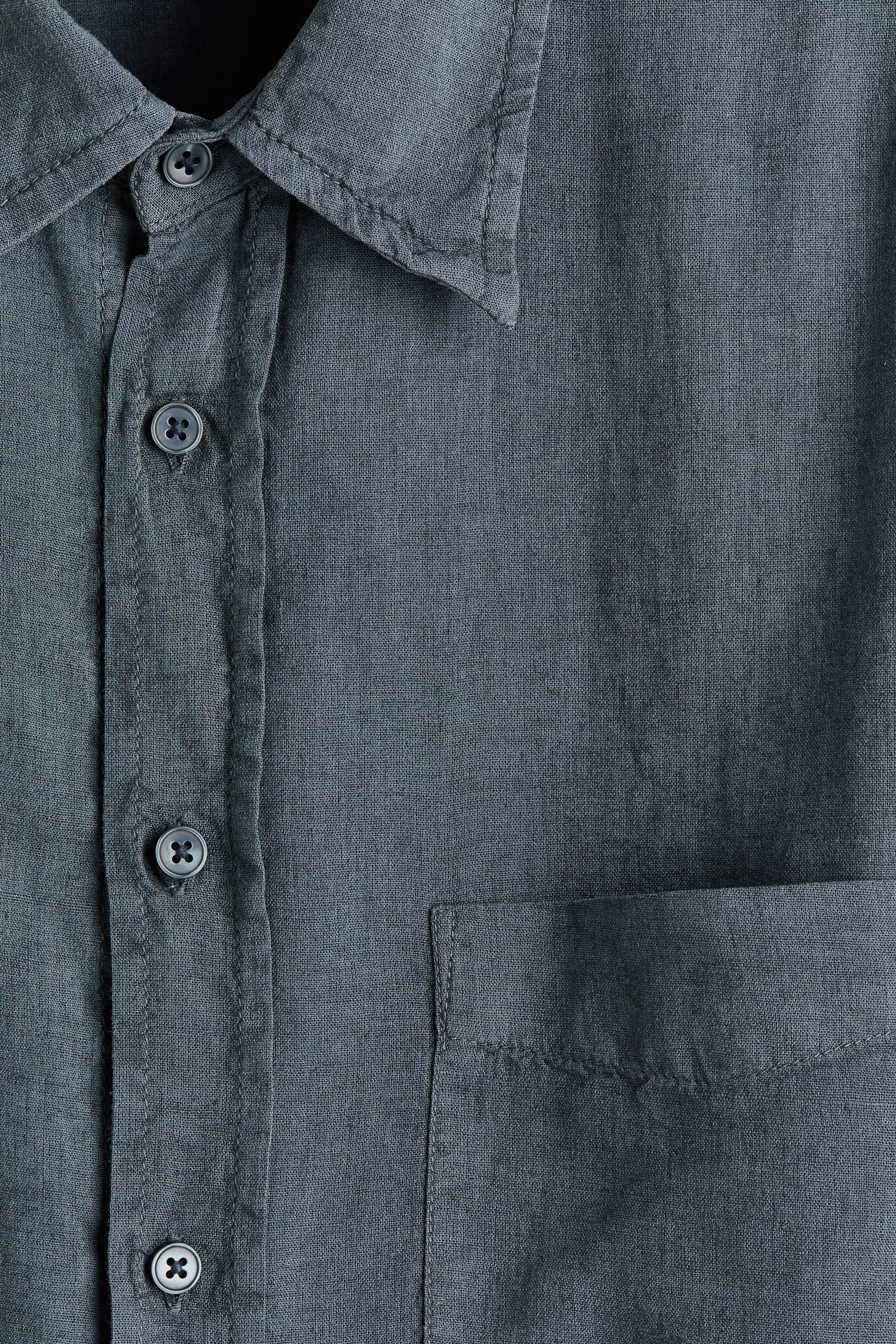 Мужские рубашки H&M Relaxed-Fit Linen-Blend Shirt — фото 2