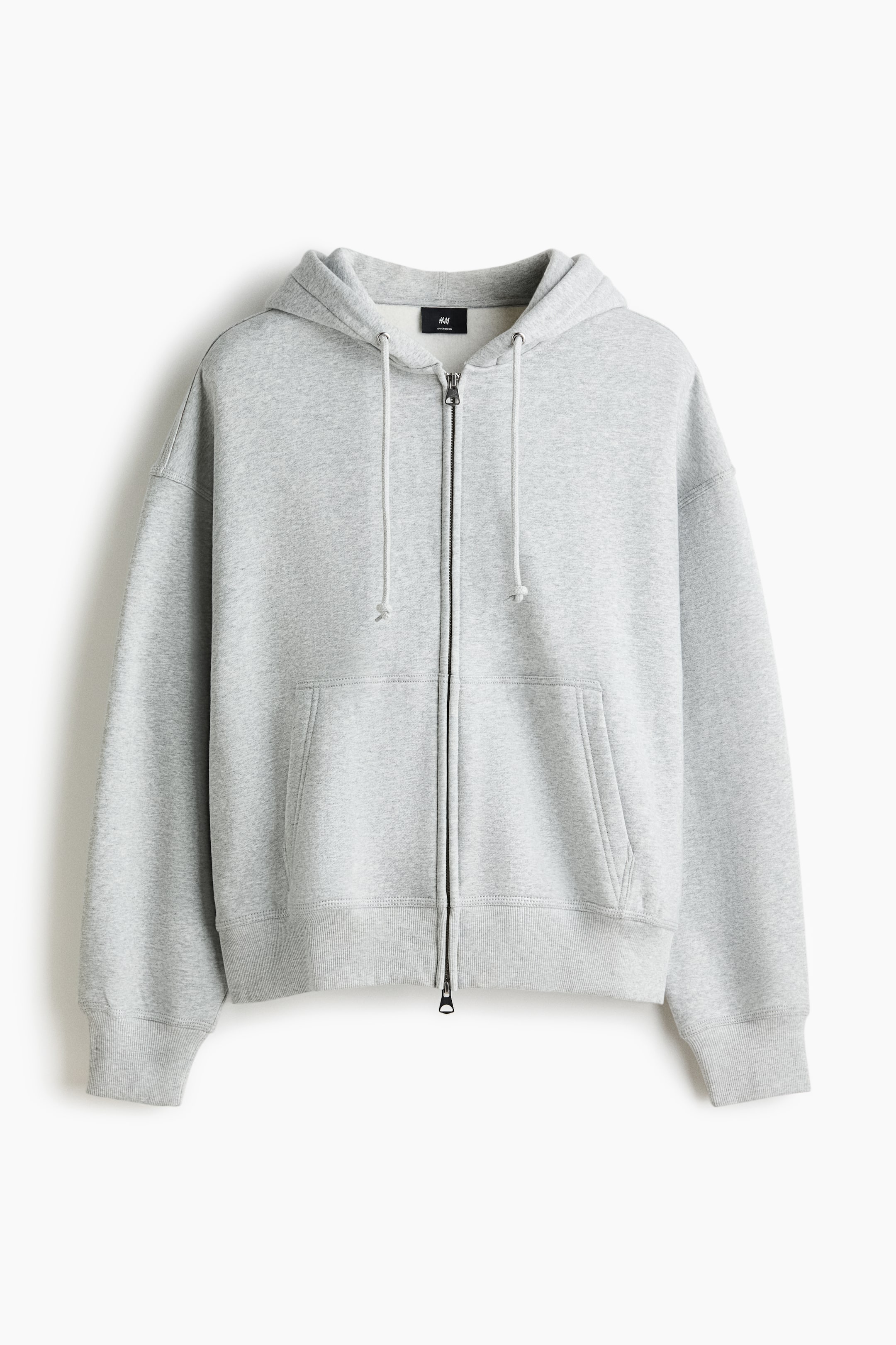 Xem ảnh lớn hơn: Áo hoodie kéo khoá Oversized Fit - Light grey marl - Men | H&M VN 5
