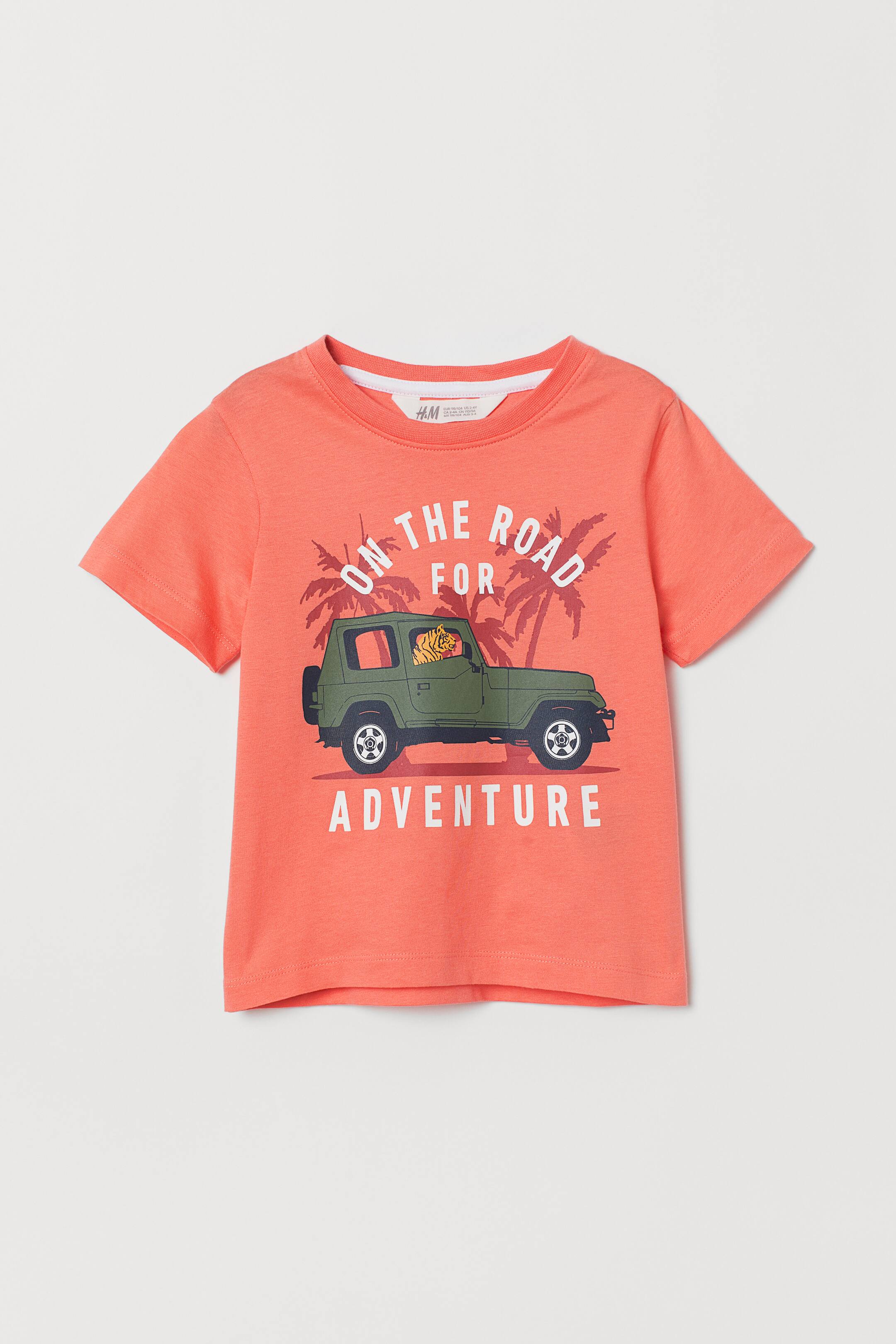 Agrandir l'image: T-shirt avec impression - Corail/voiture - ENFANT | H&M FR 1