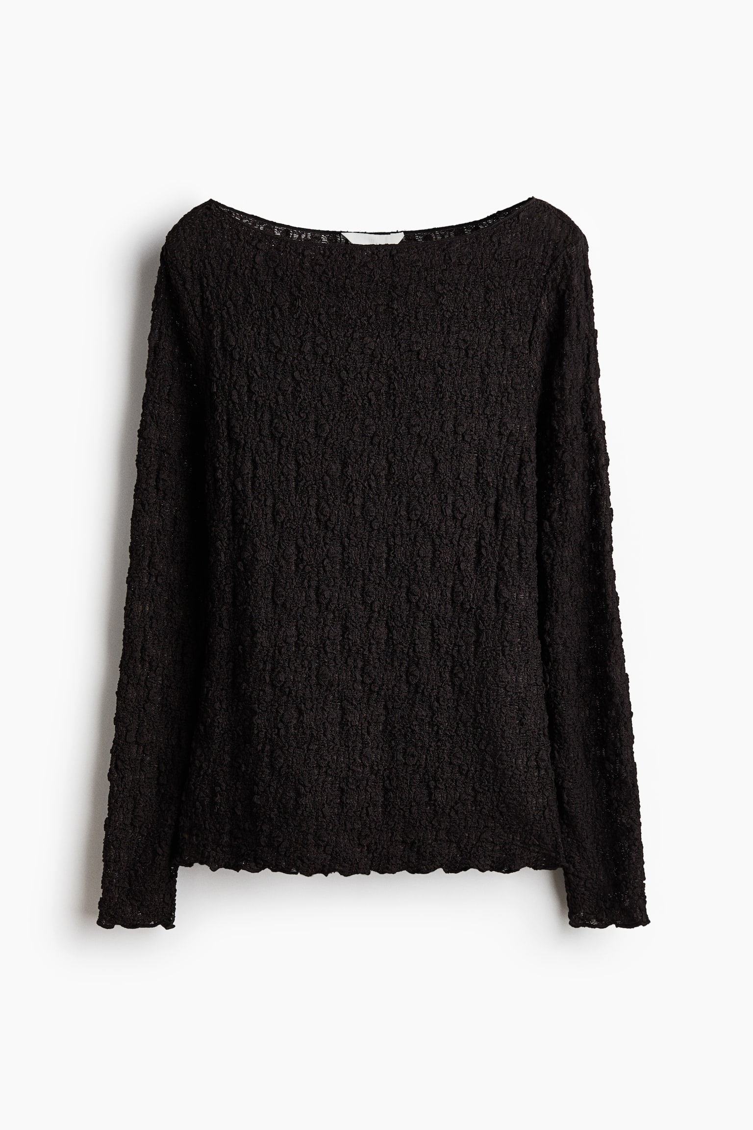 Lace-look jersey top - Dark brown
