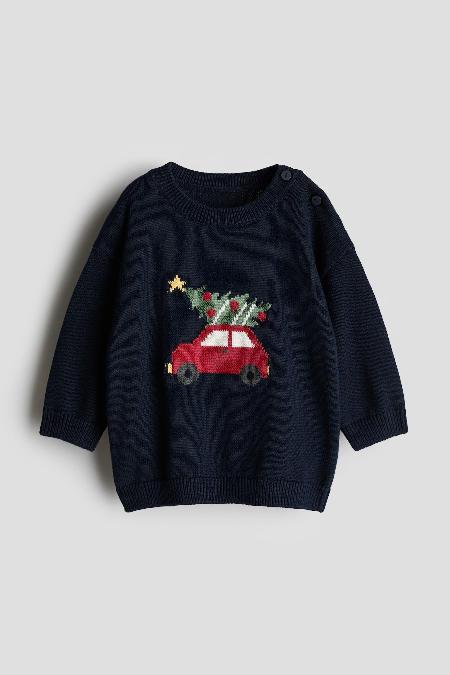 Cotton-knit jumper - Navy blue/Car/Green/White/Dinosaurs/Dark grey/Dark red/Striped/Beige/Striped/Grey/Dog/Beige/Fox - 1