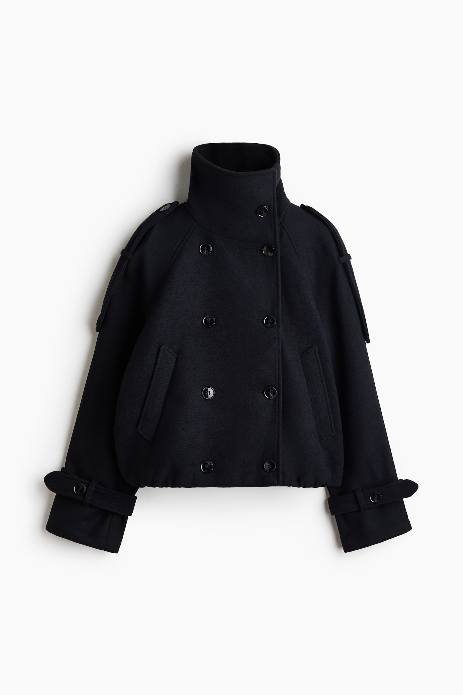 Giacca a doppio petto con collo a cratere - Blu navy/Beige scuro/Nero - 1