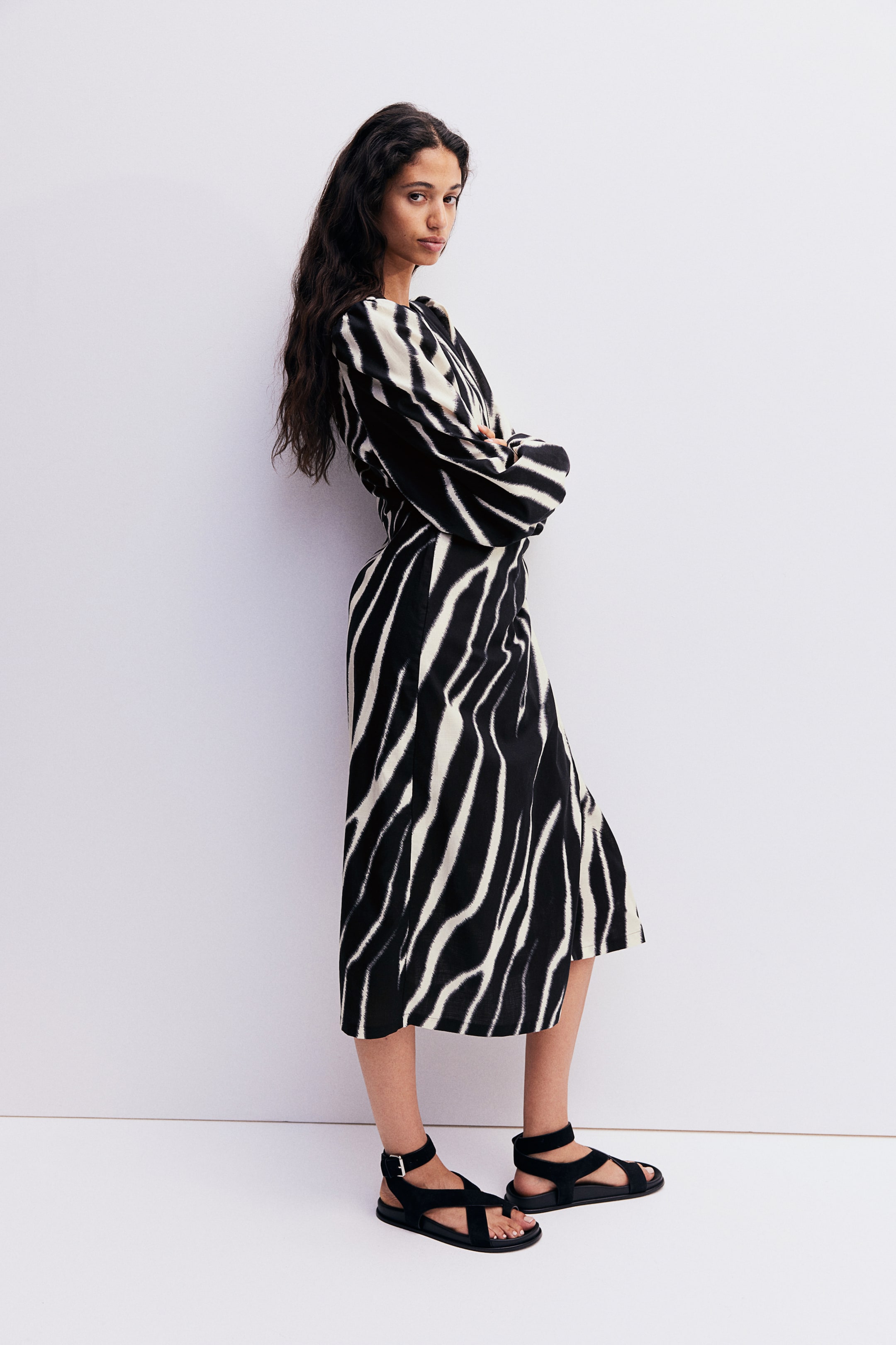 Cotton Wrap Dress Black Zebra Print Ladies Handm Us