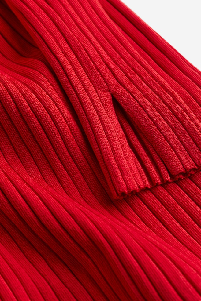 Robe moulante en maille côtelée - Rouge/Noir - 3