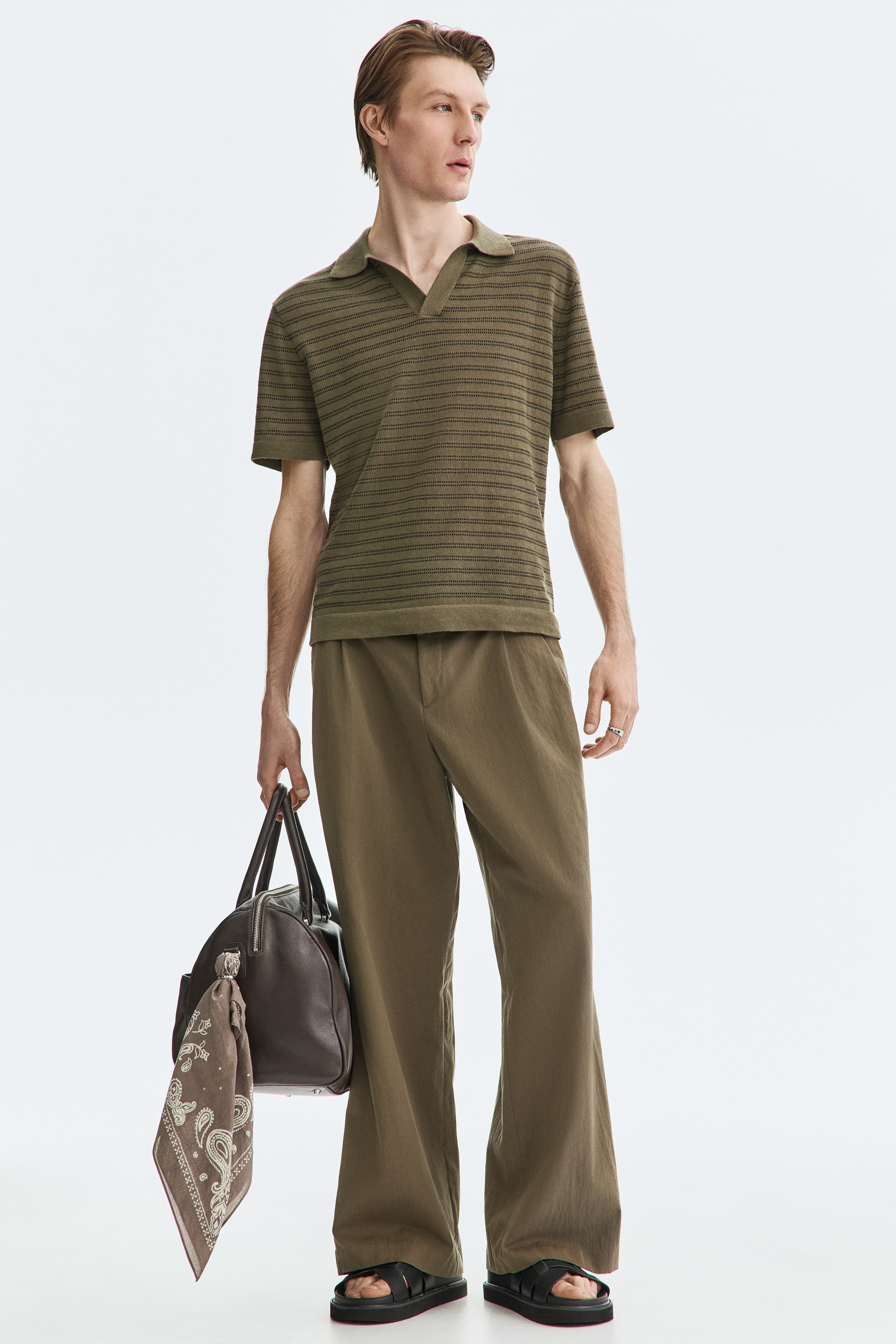 Regular Fit Linen-blend polo shirt