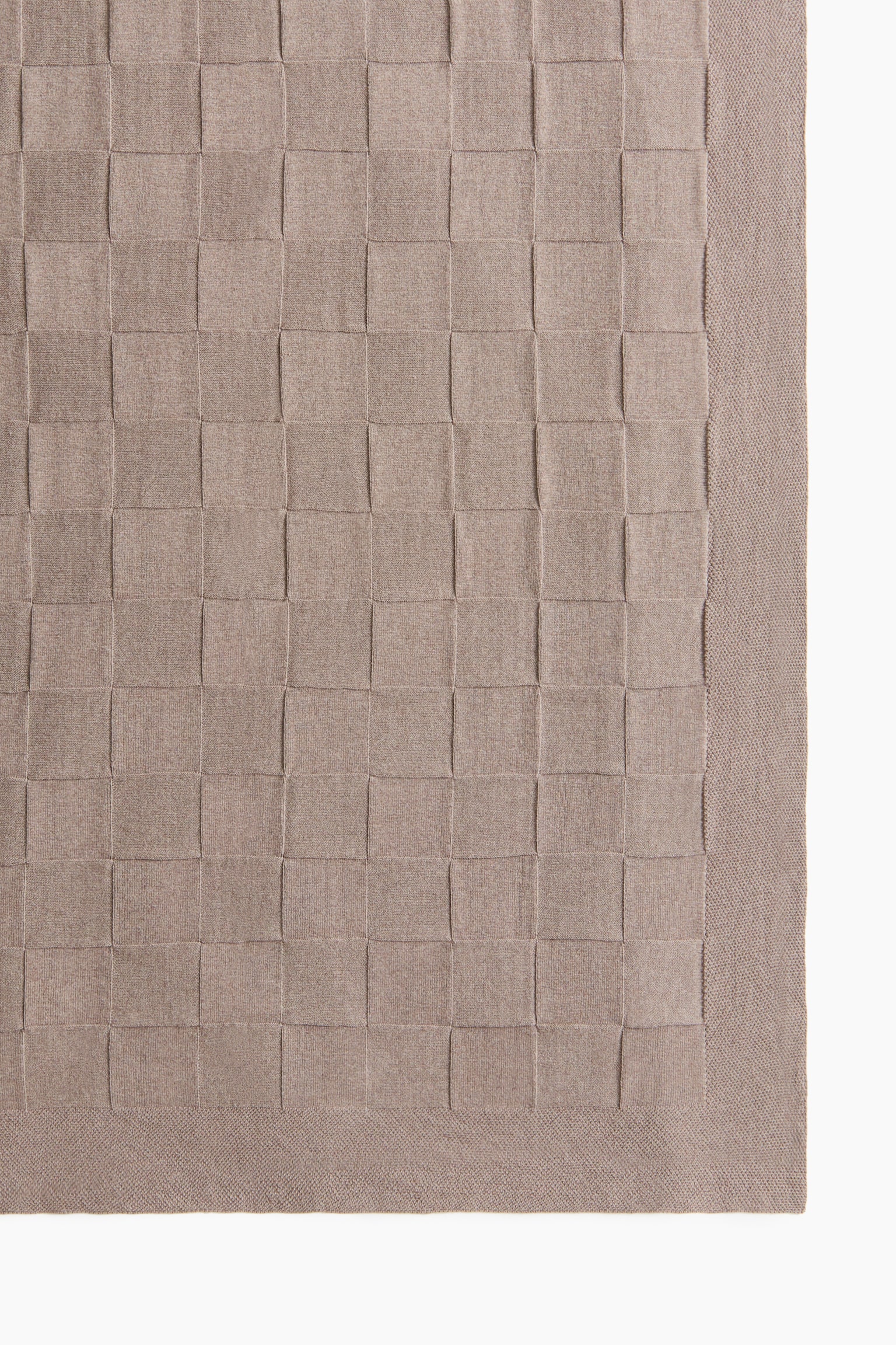 Knitted cotton blanket - Dark beige - 3