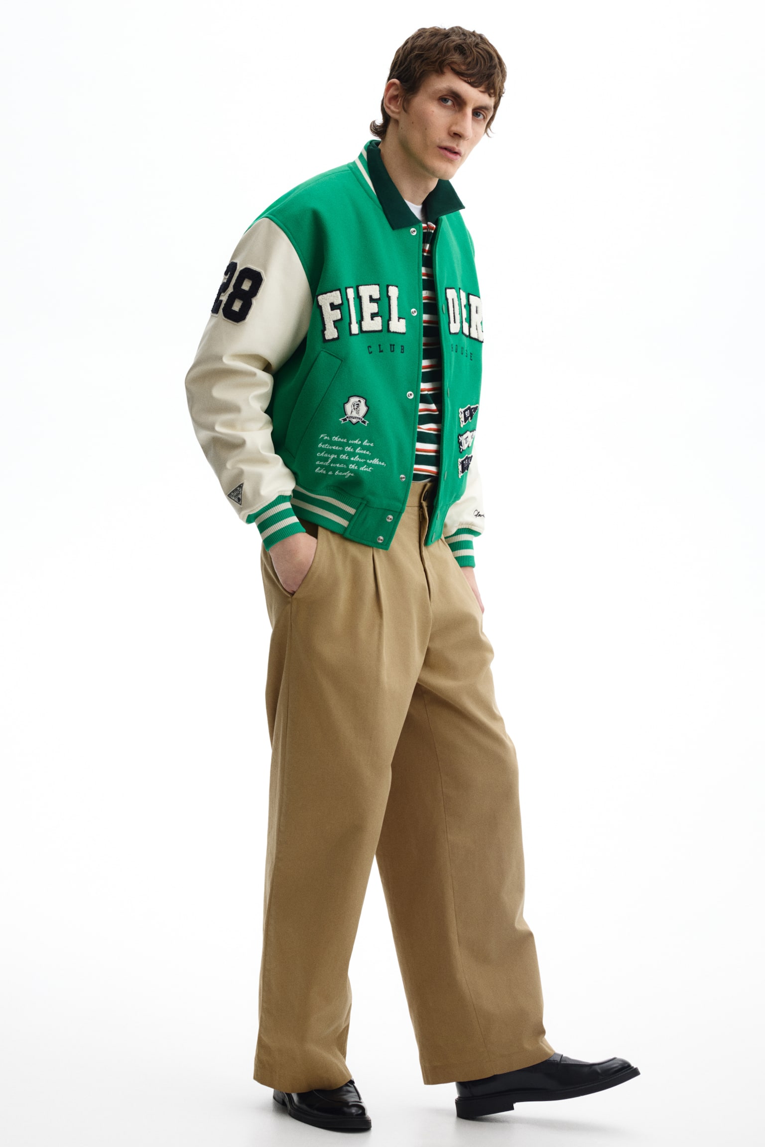 Motif-detail baseball jacket - Green/Rookie Of The Year/Black/Fielders Clubhouse - 3