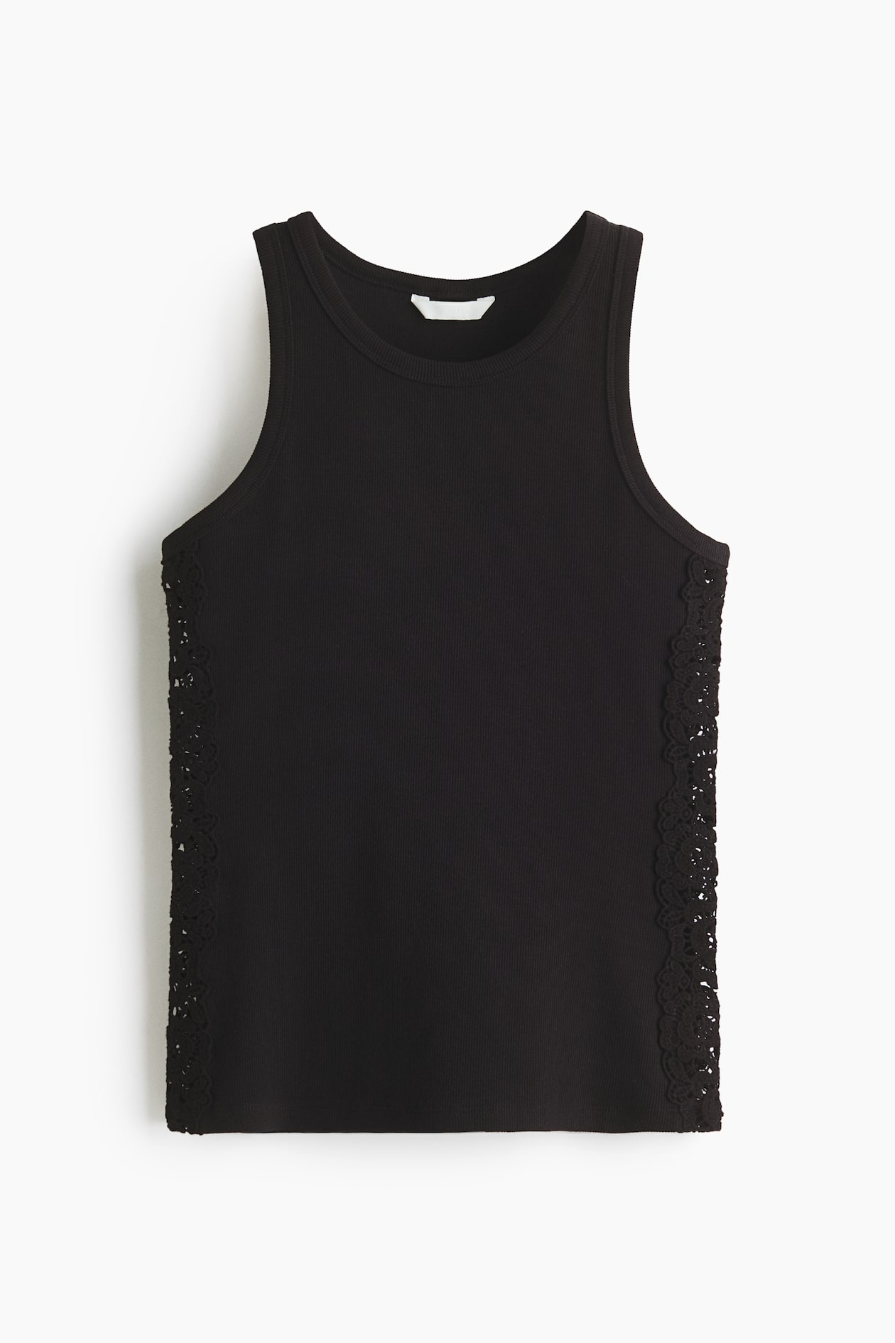 Ribbed Lace-Inset Tank Top