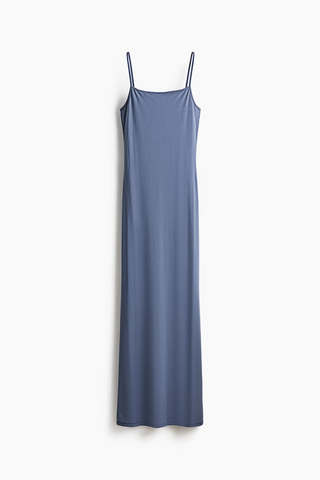 Maxi strappy dress - Pigeon blue/Light yellow/Dark brown - 1