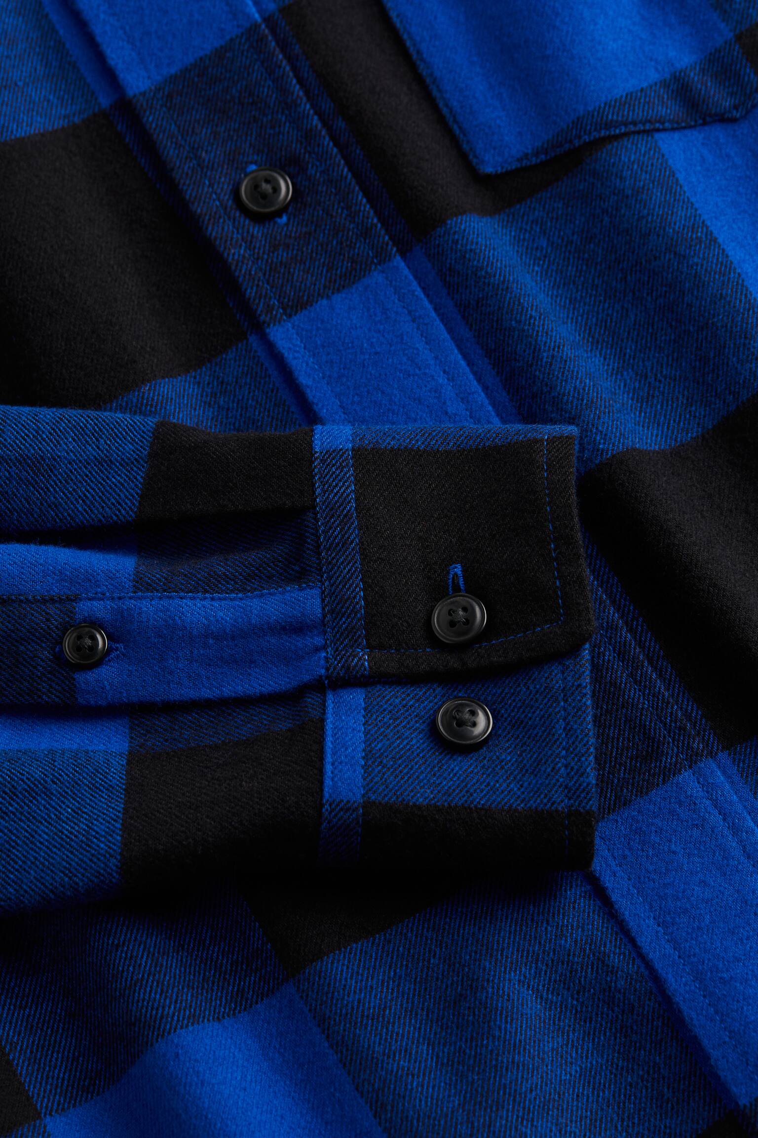 Relaxed Fit Flannel Shirt - Blue/Check/Red/Check/Black/Check/Dark grey/Check - 4