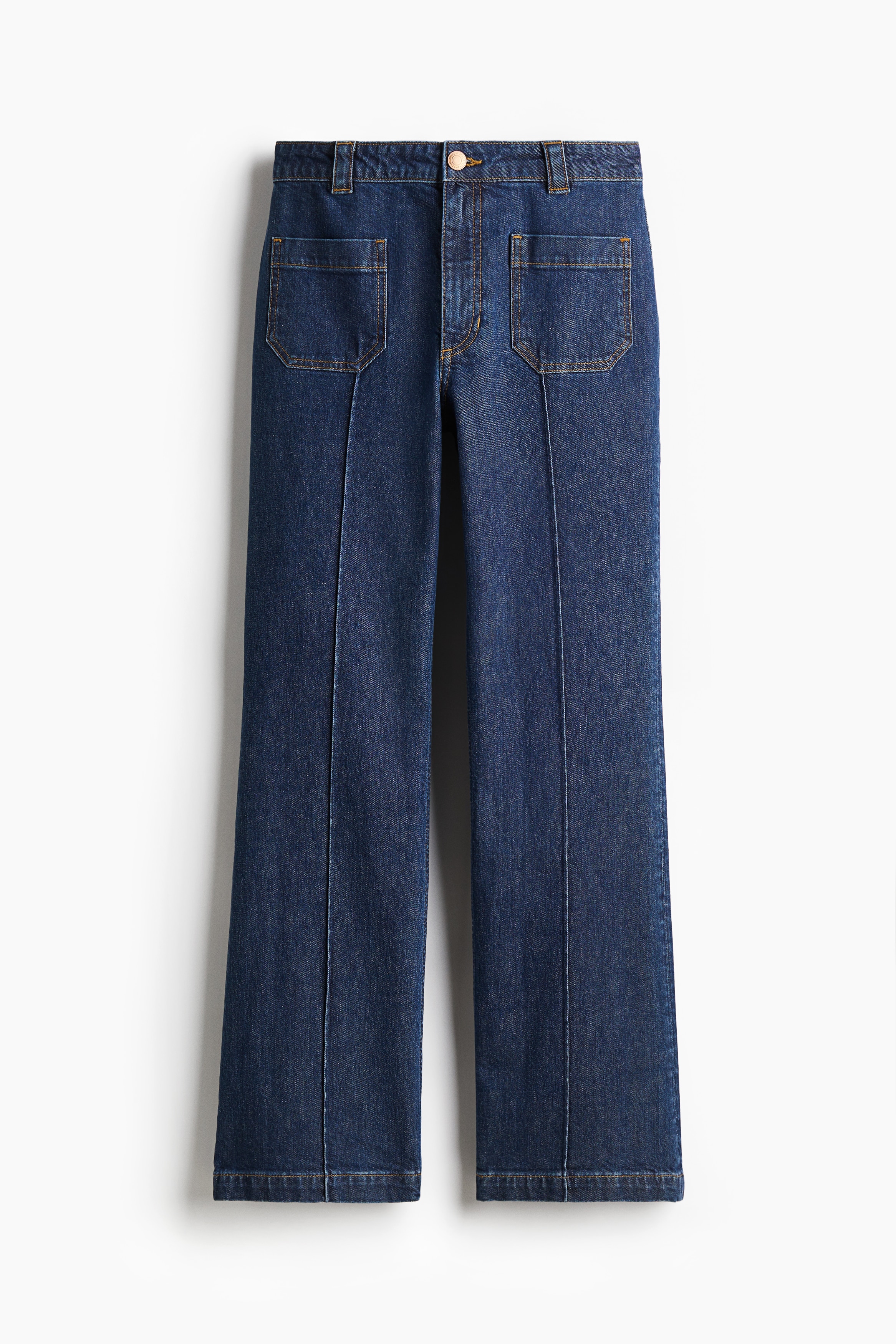 Ladies - Denim blue Crease-front denim trousers - Size: 22  - H&M
