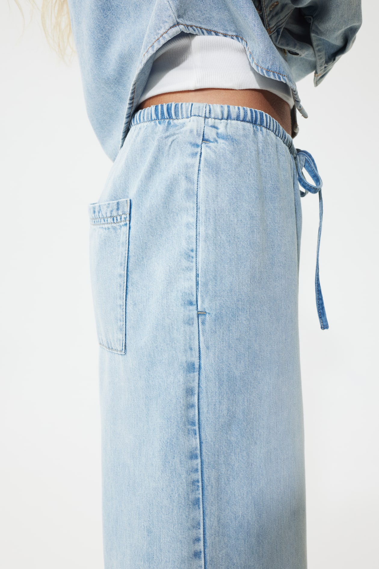 Denim Drawstring Pants - image 3