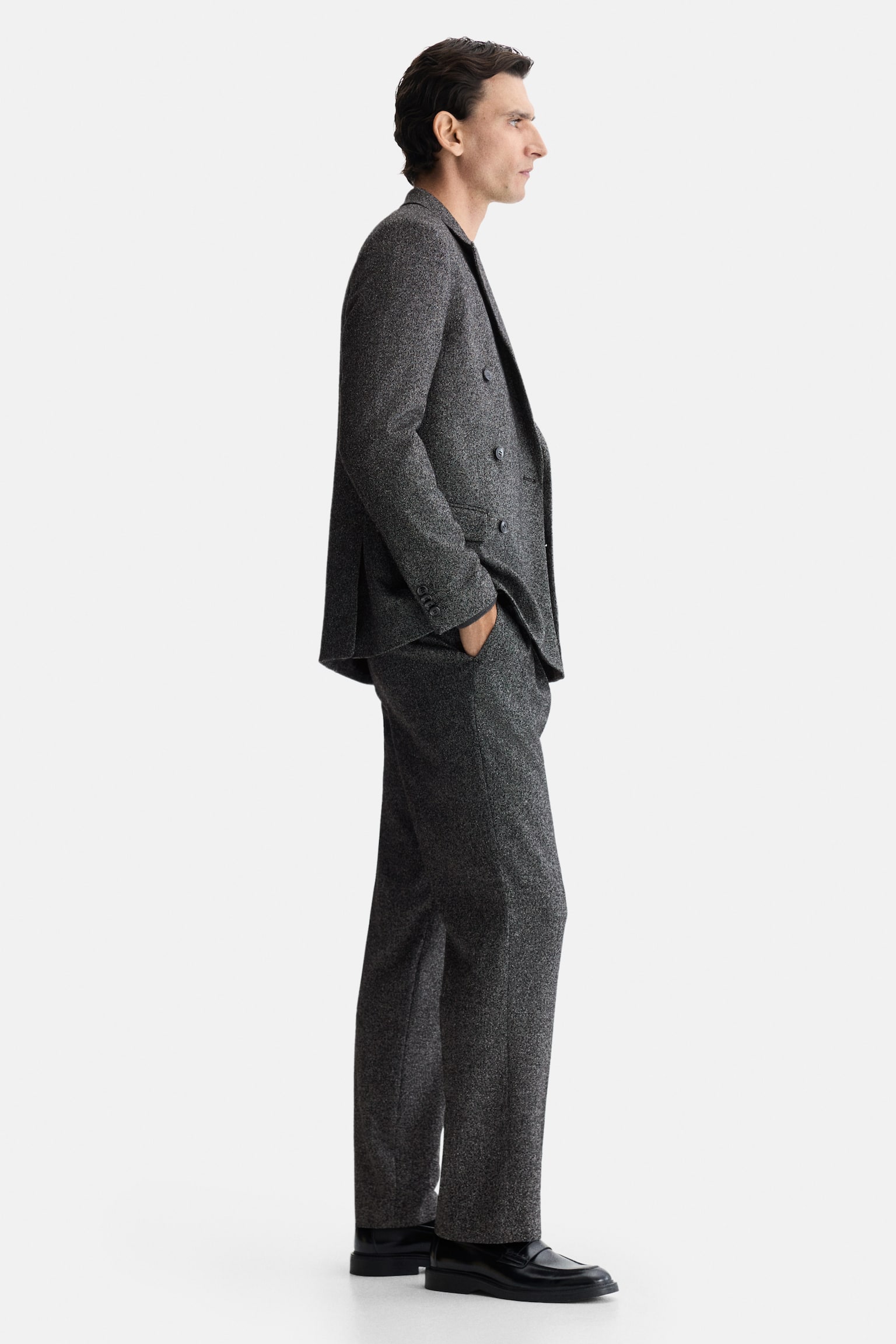 Pantalon chic Regular Fit - Gris foncé chiné - 7