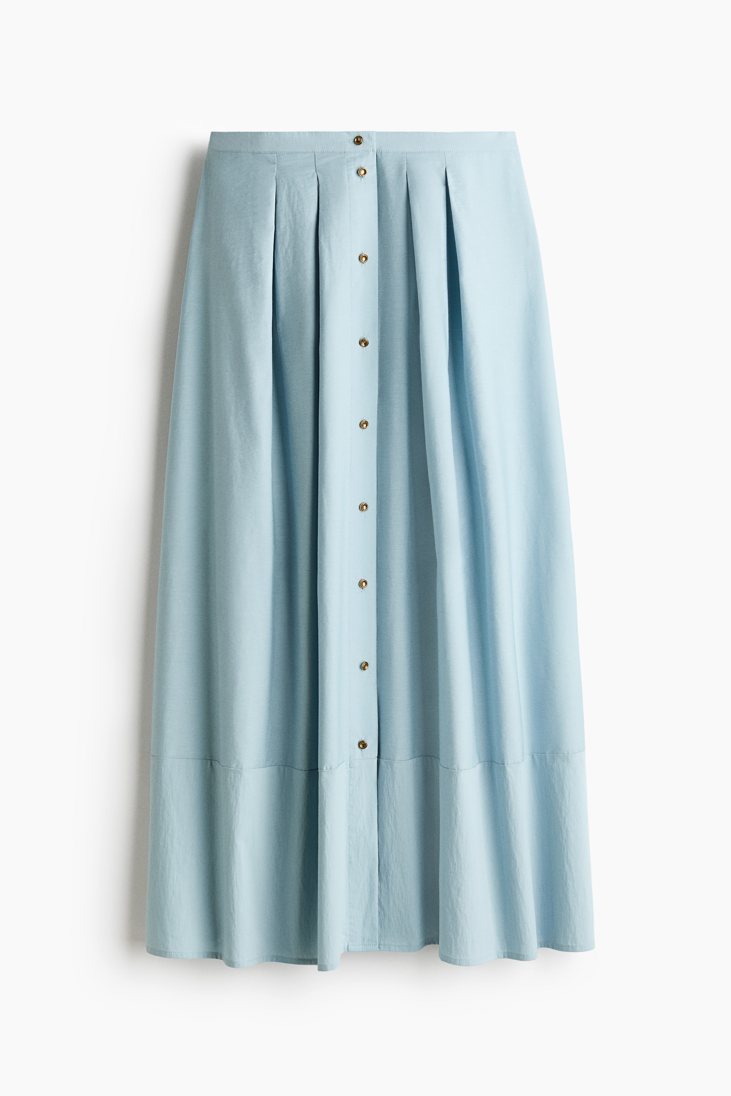 Pleated button-front skirt - Light dusty blue/Light dusty orange