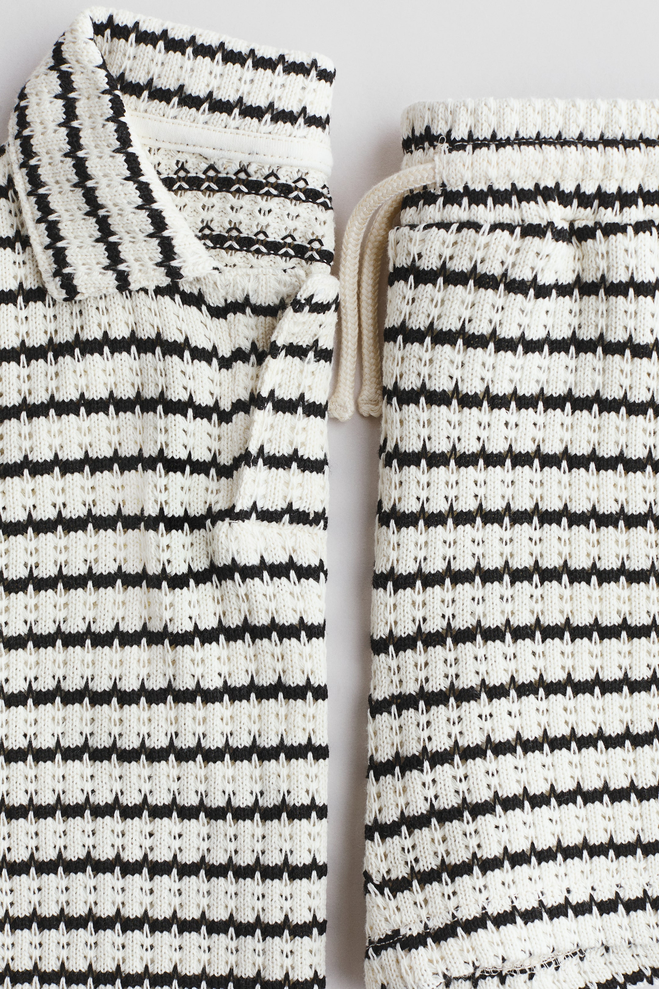 View larger image: 2-piece textured-knit set - White/Black striped - Kids | H&M IN 2