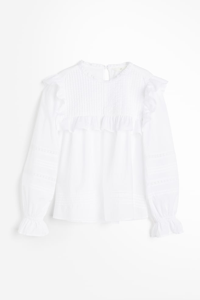 Pin-tucked cotton blouse - White - 2