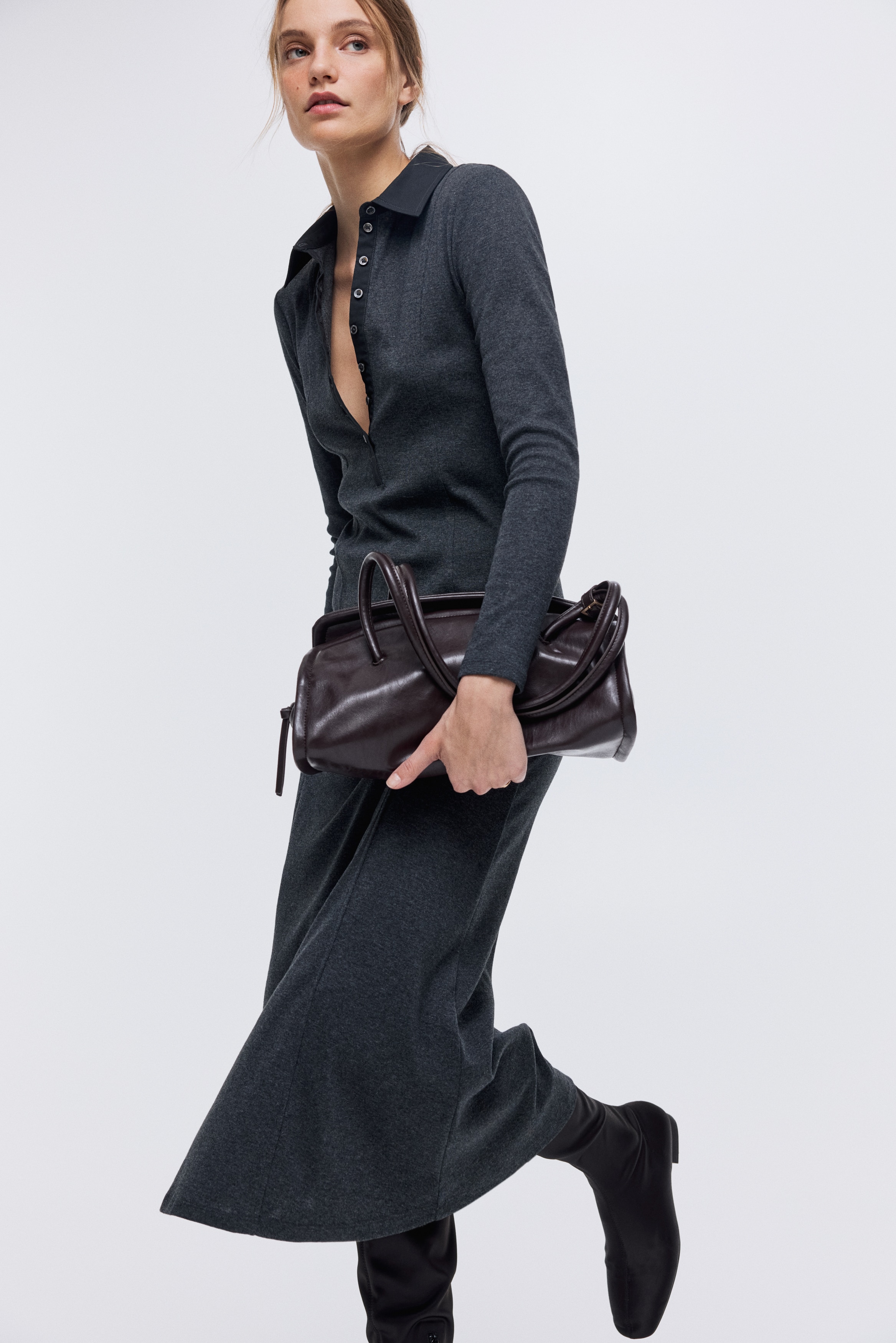 Fine-knit polo dress