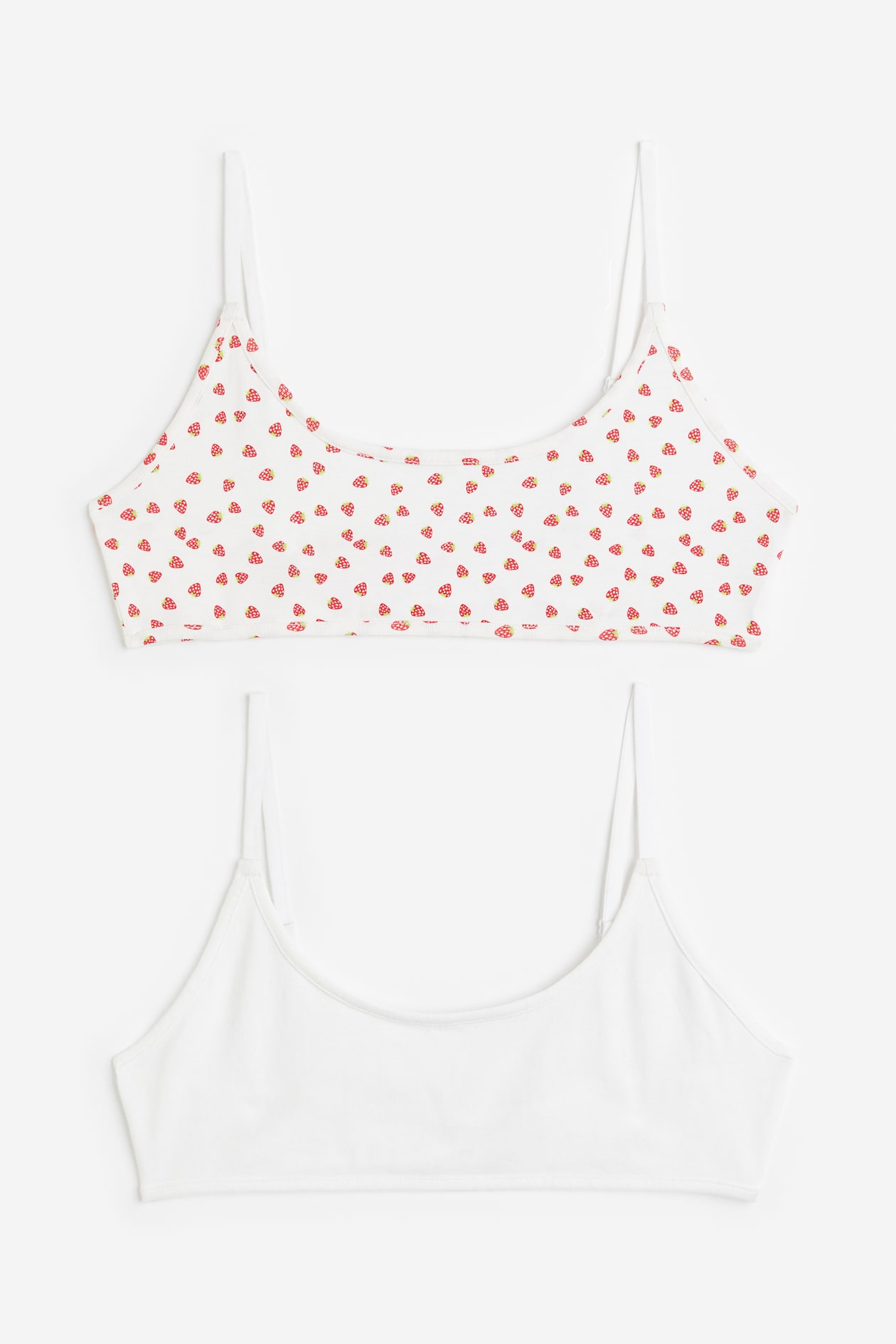 2pack nonpadded cotton bra tops Deep neckline Sleeveless White