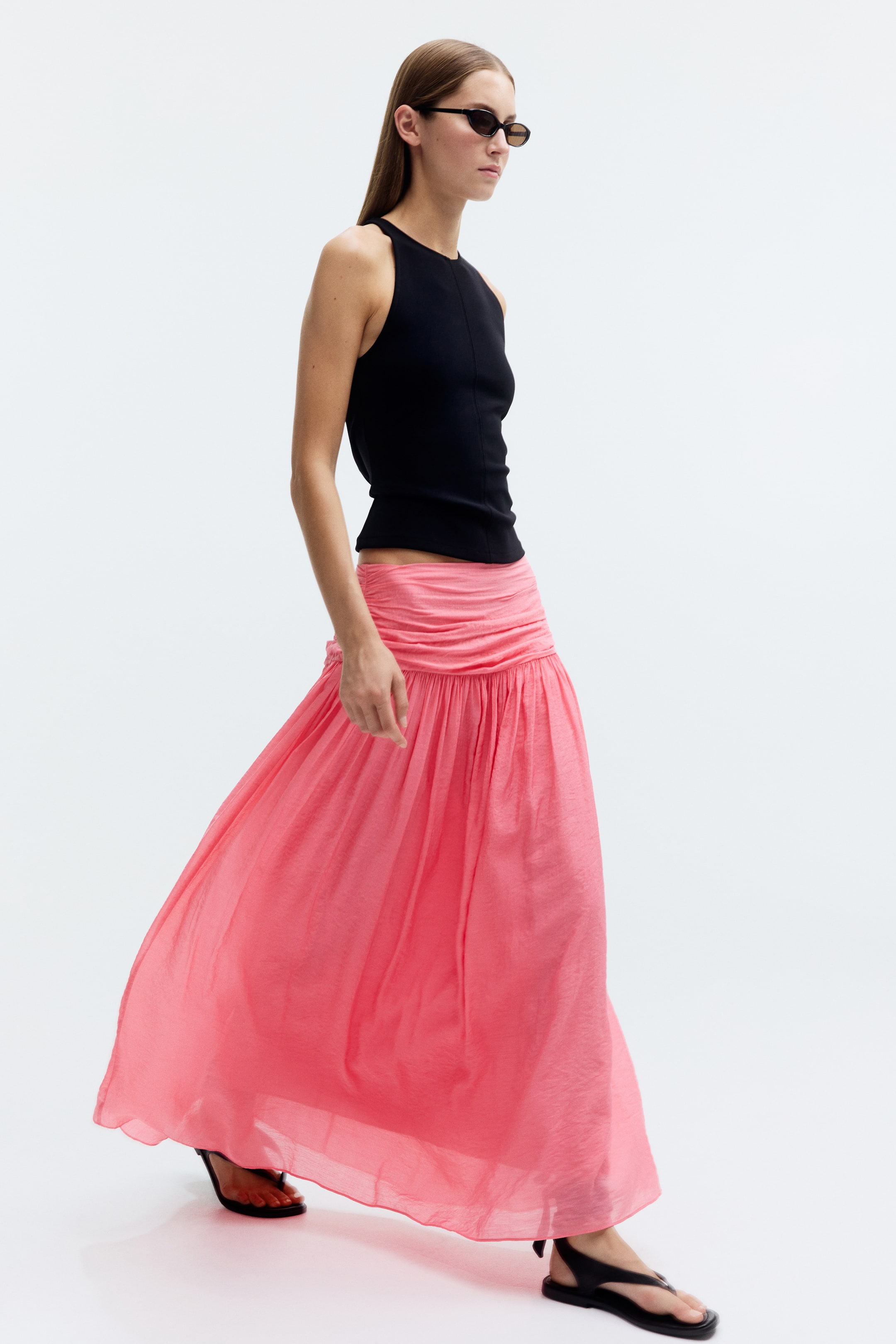 Gathered Crêpe Skirt