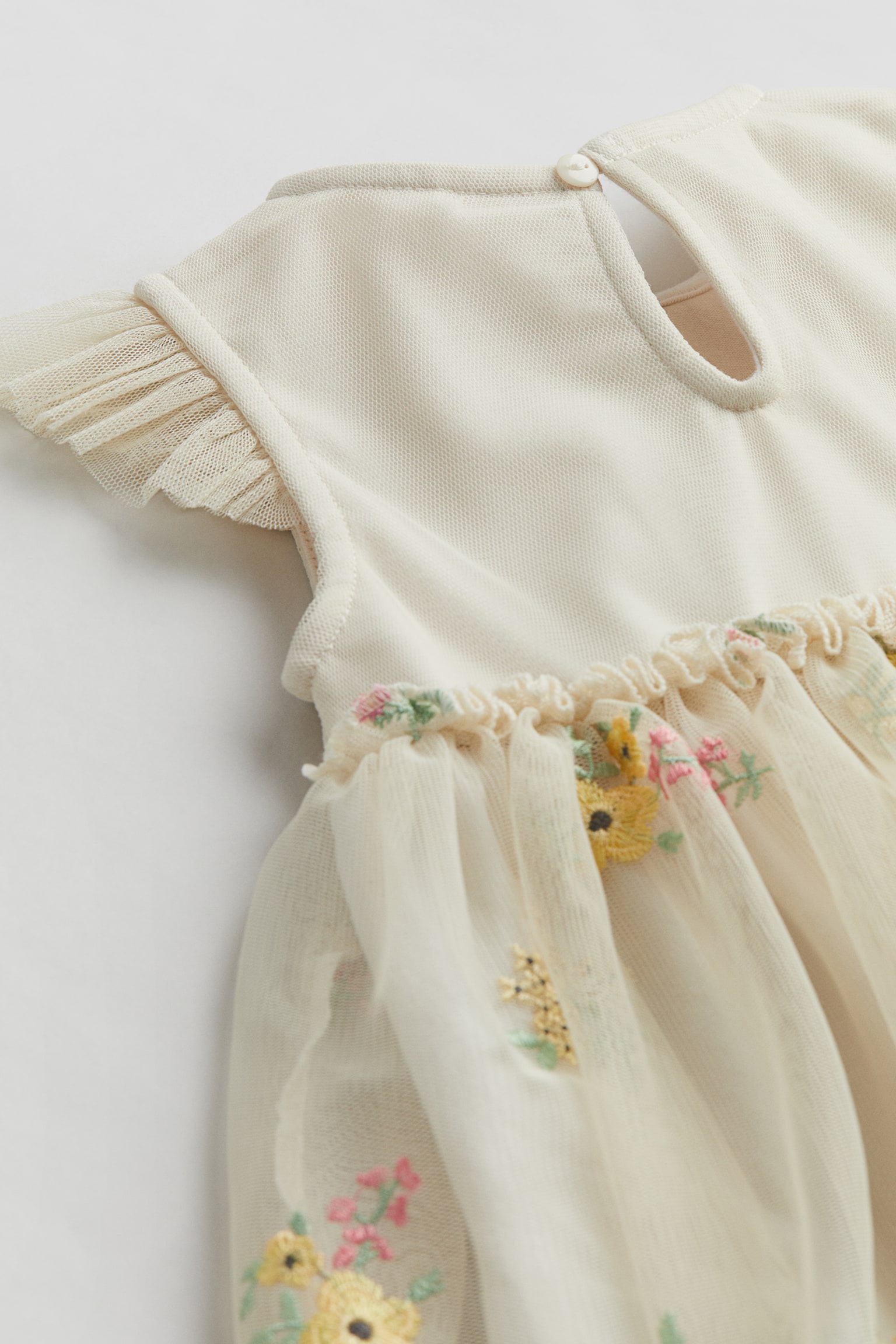 Embroidered Tulle Dress - Cream/Floral - 2