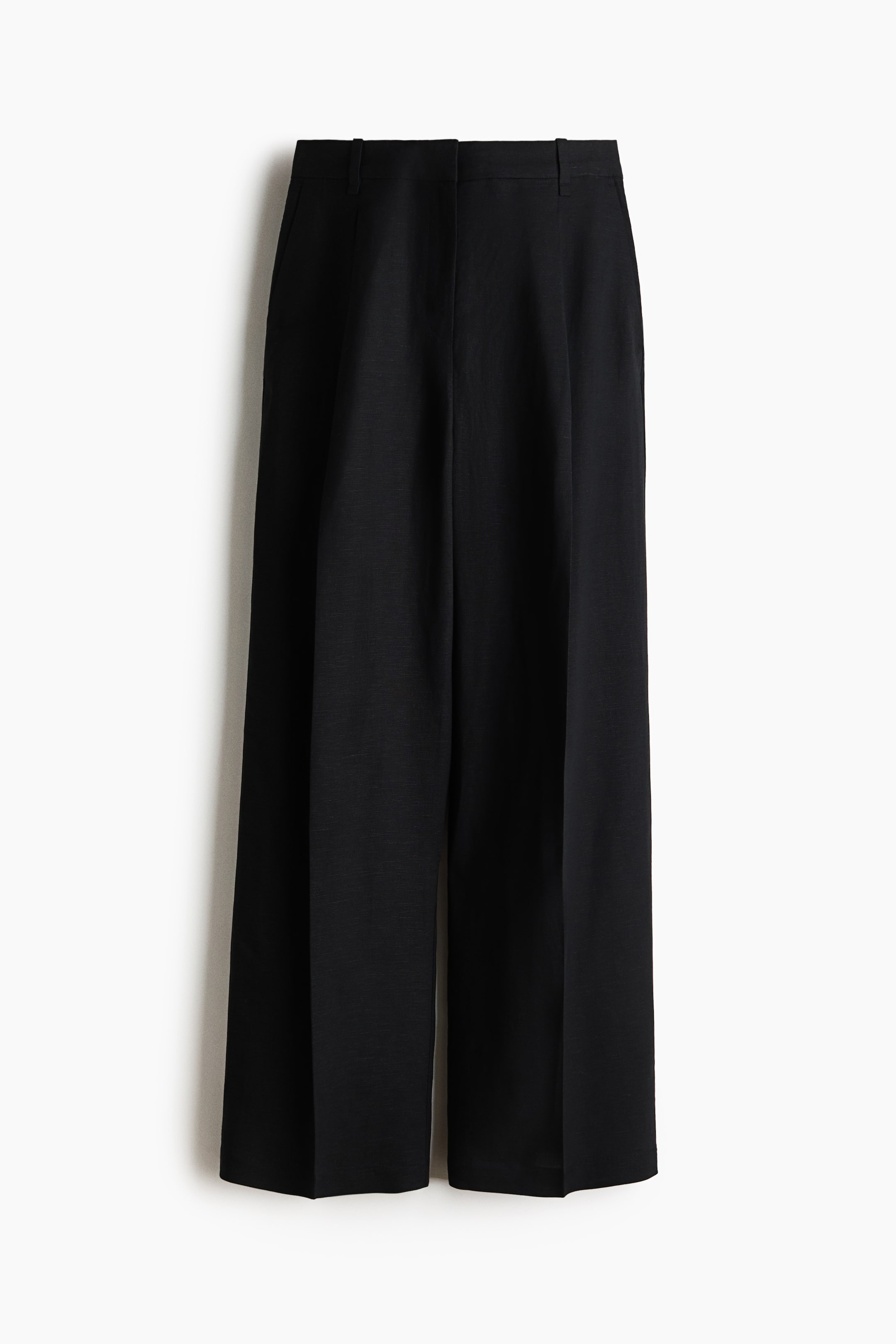 View larger image: Tailored linen-blend trousers - Black - Ladies | H&M 1