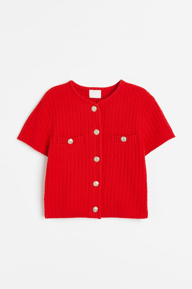 Structured-knit cardigan - Red - 2