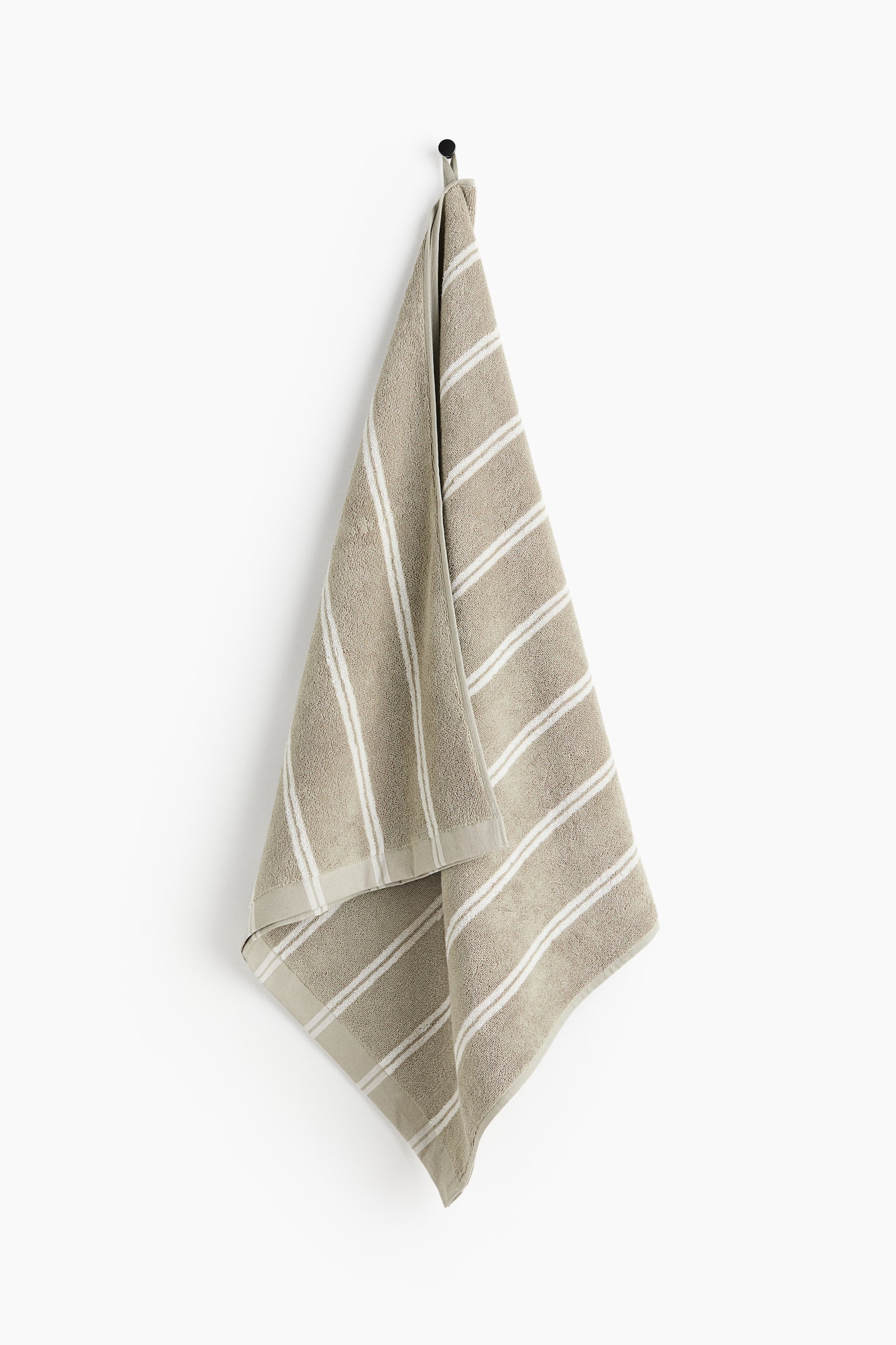Toalla de baño con franjas - Beige caqui/Rayado