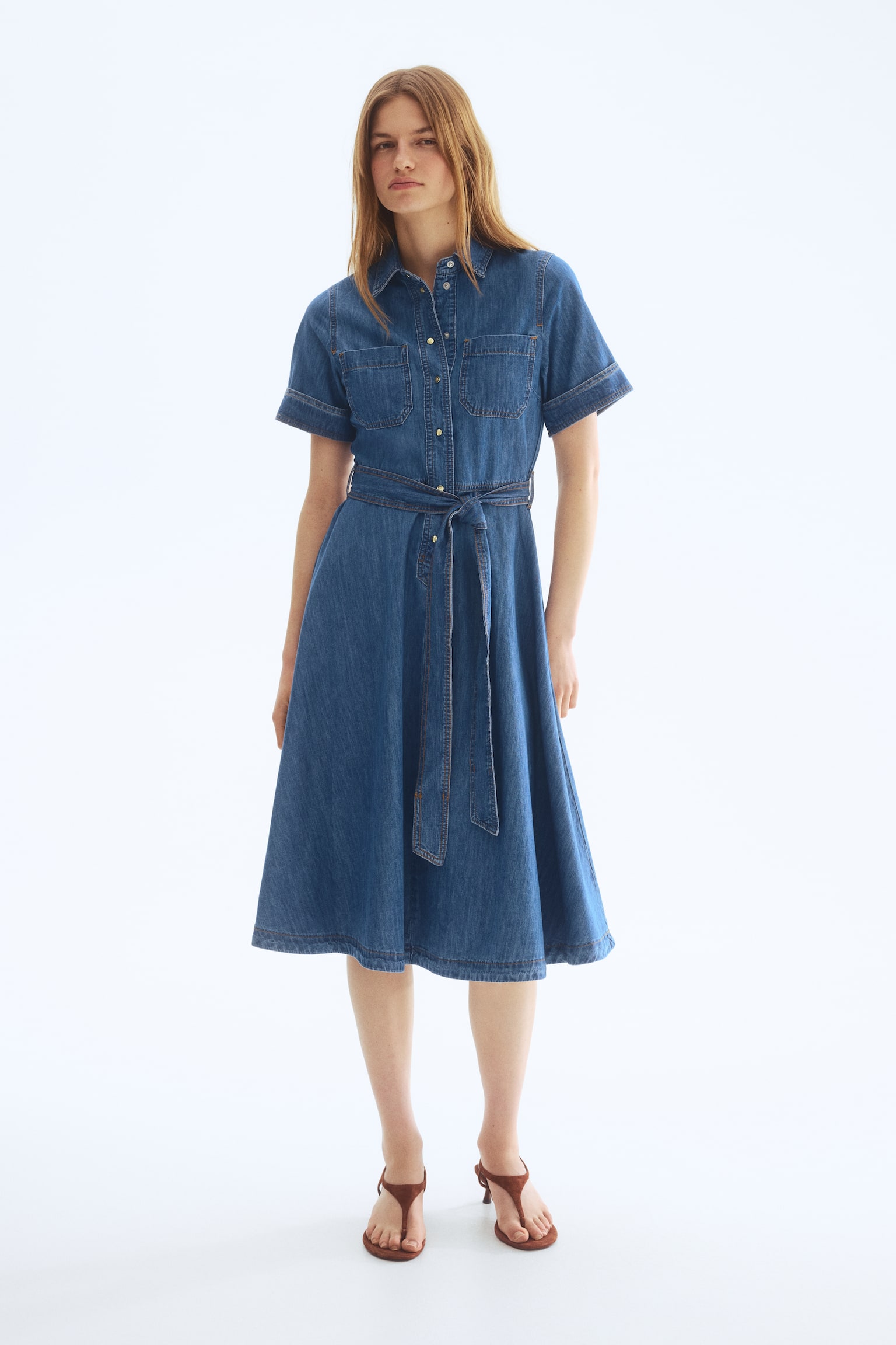 Denim shirt dress - Denim blue/Dark denim blue - 3