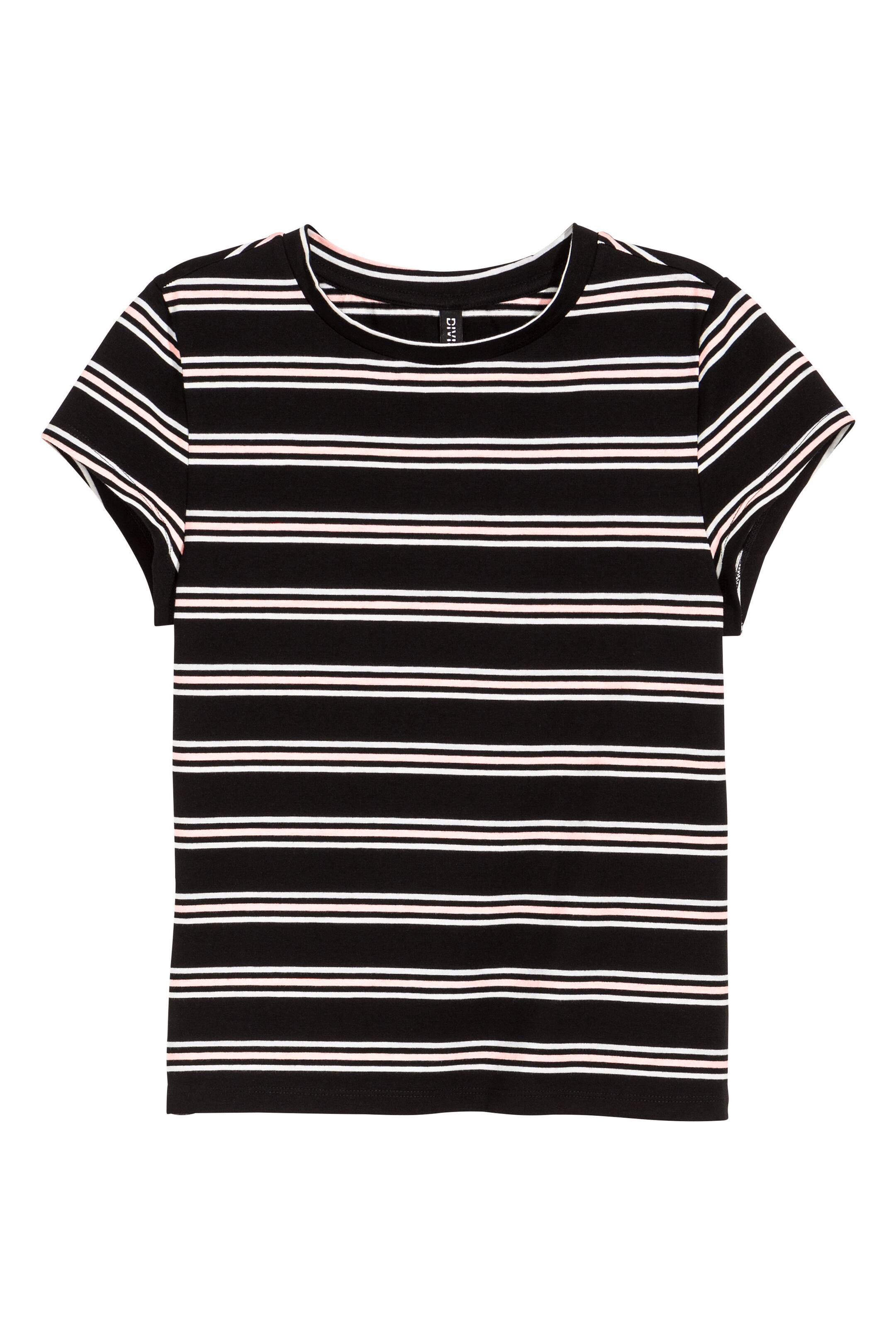 Grotere afbeelding bekijken: Top met korte kapmouwen - Zwart/gestreept - DAMES | H&M NL 1