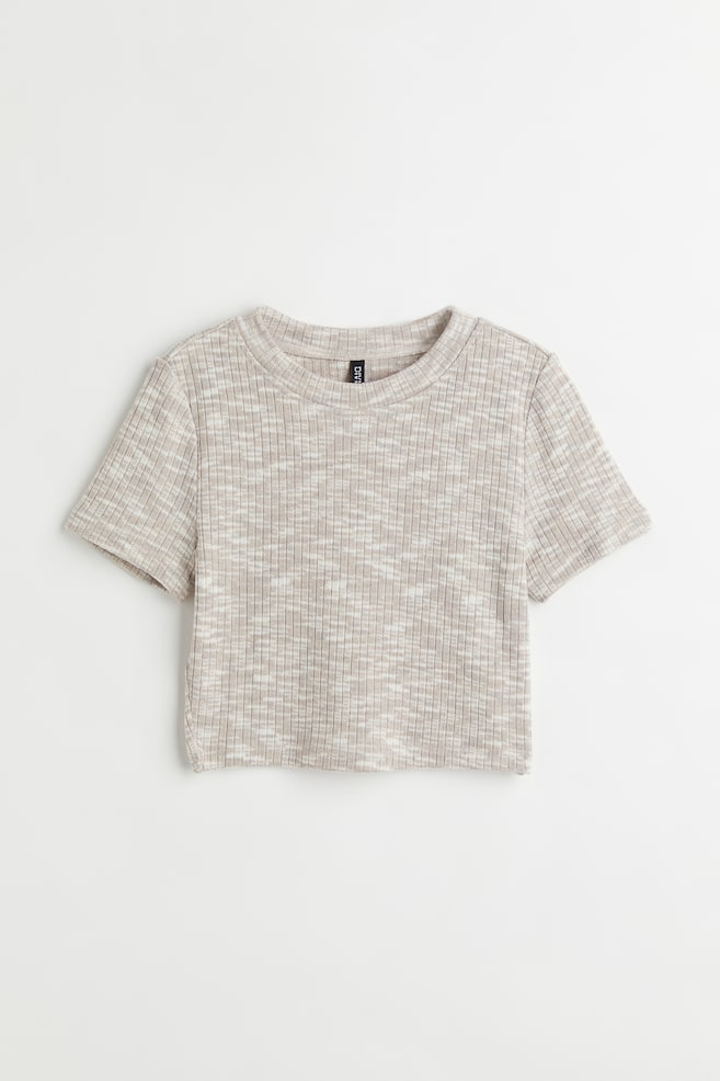 Top a coste - Beige chiaro mélange - 1