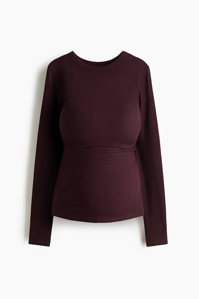 MAMA Ribbed jersey top - Burgundy/Bright red/Bright red/Black/Light beige marl/Cream/Grey marl/Light pink/Light green/Dusty pink/Grey marl - 1