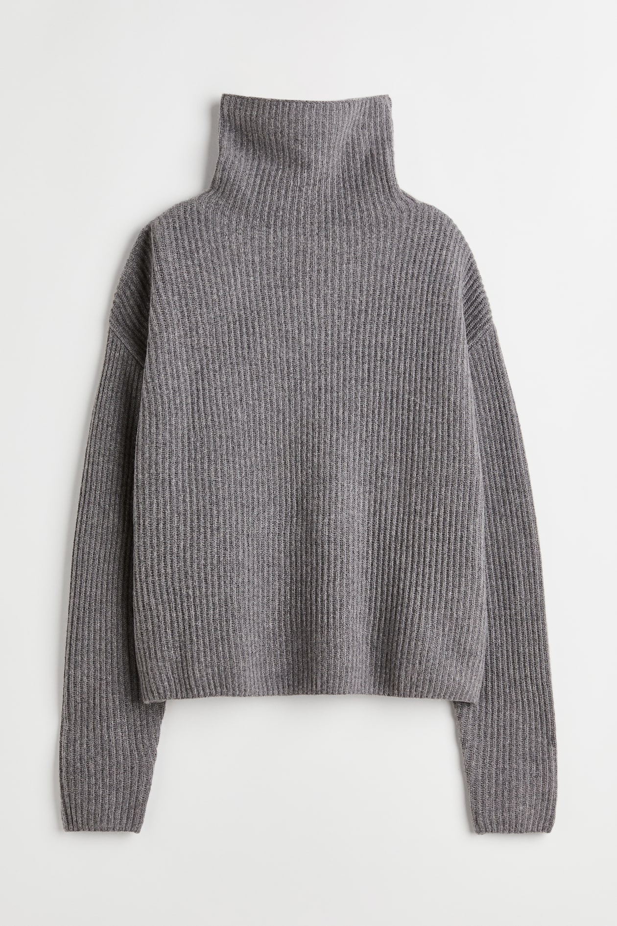 Rib-knit Wool Sweater - Gray melange - Ladies | H&M US