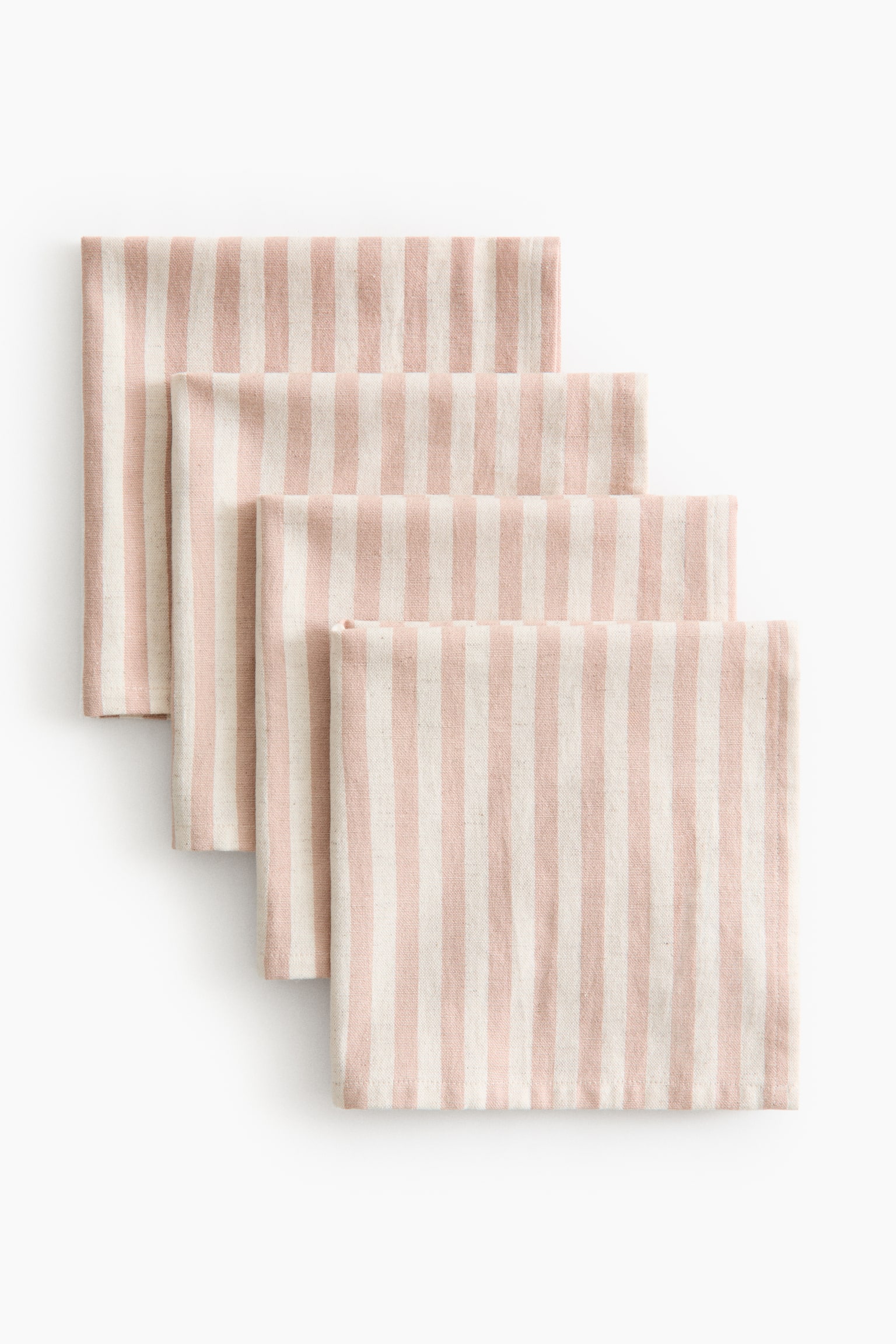 4-pack cotton napkins - Light pink/Striped/Dark grey/Striped/Green/Cream striped/Dark brown/Striped/Beige/Gingham check/Green/Gingham check/Dark brown/Gingham check/Terracotta/Gingham check/Terracotta/Striped/Light pink/Gingham check/Beige/Striped - 5