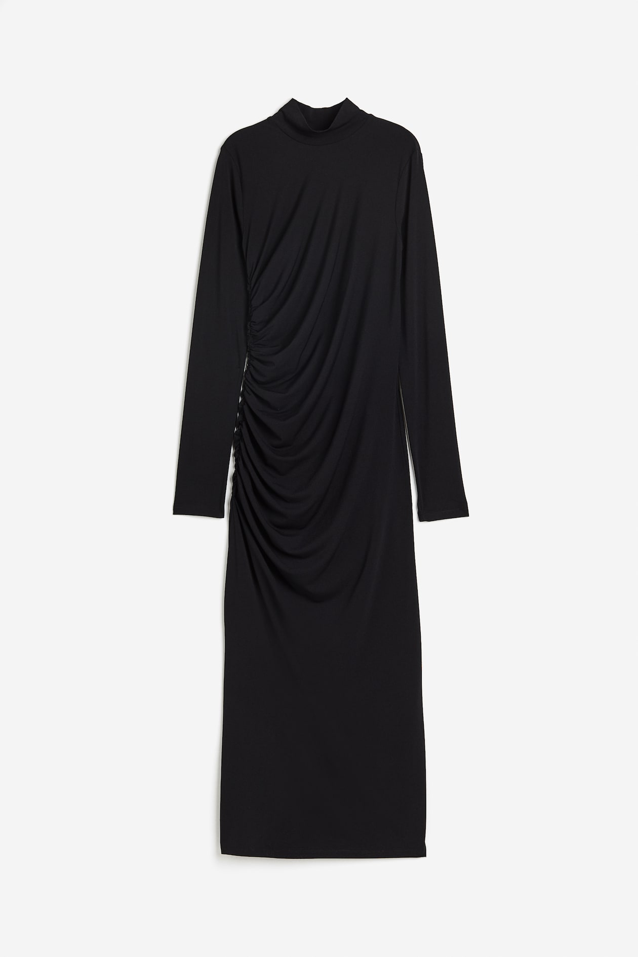 Women's Black Gathered Mock Turtleneck Dress | H&M US