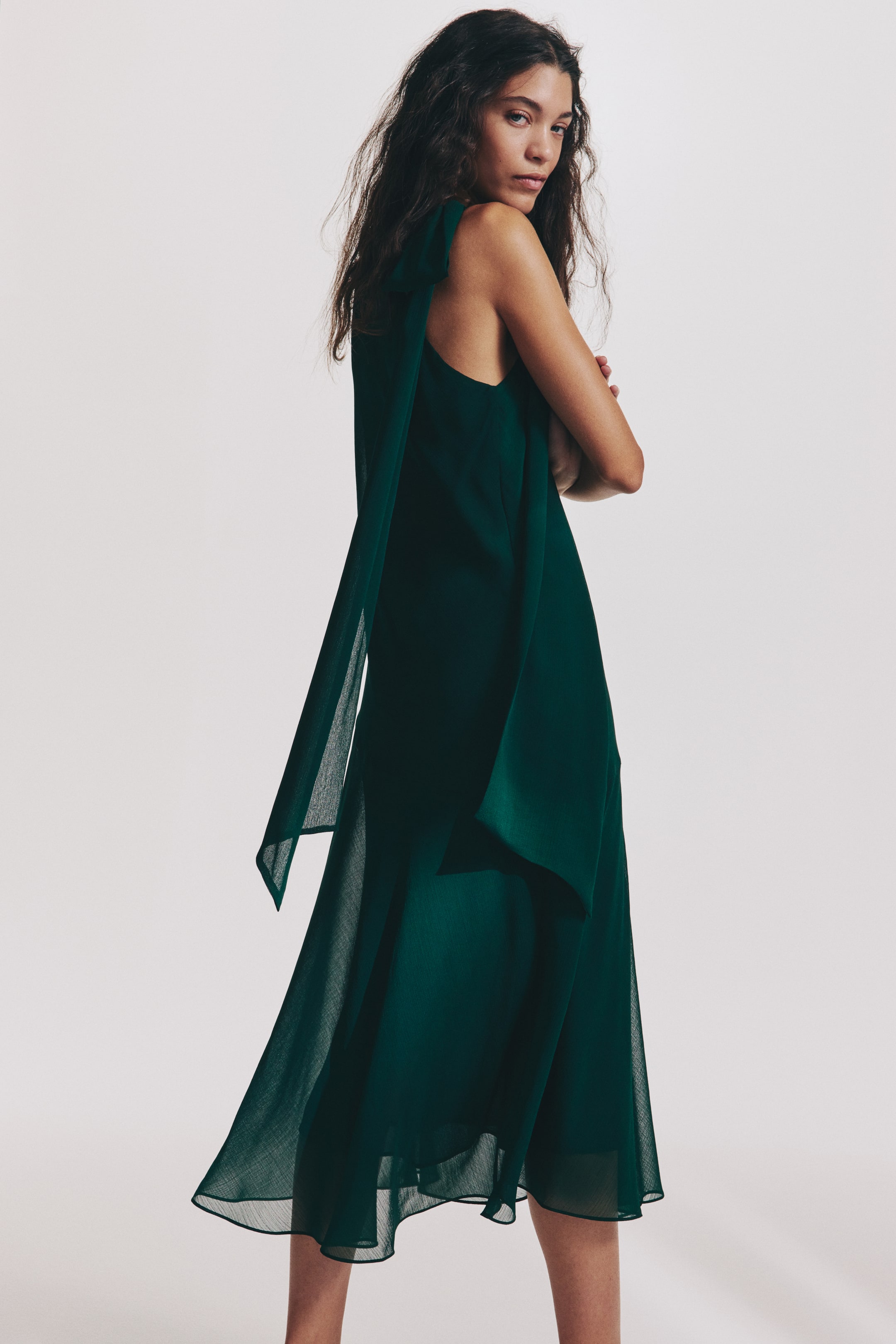 View larger image: Scarf-Detail Dress - Dark green - Ladies | H&M PH 1