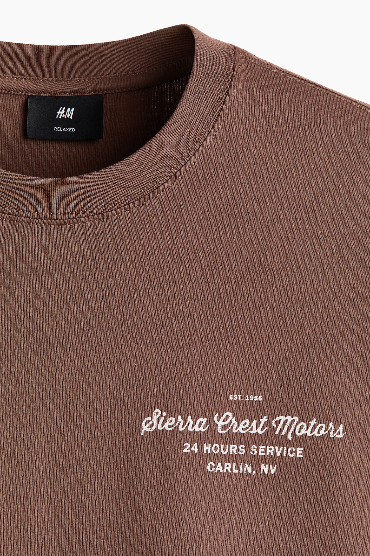 Loose Fit Printed T-shirt-Brown/Sierra Crest Motors - 7