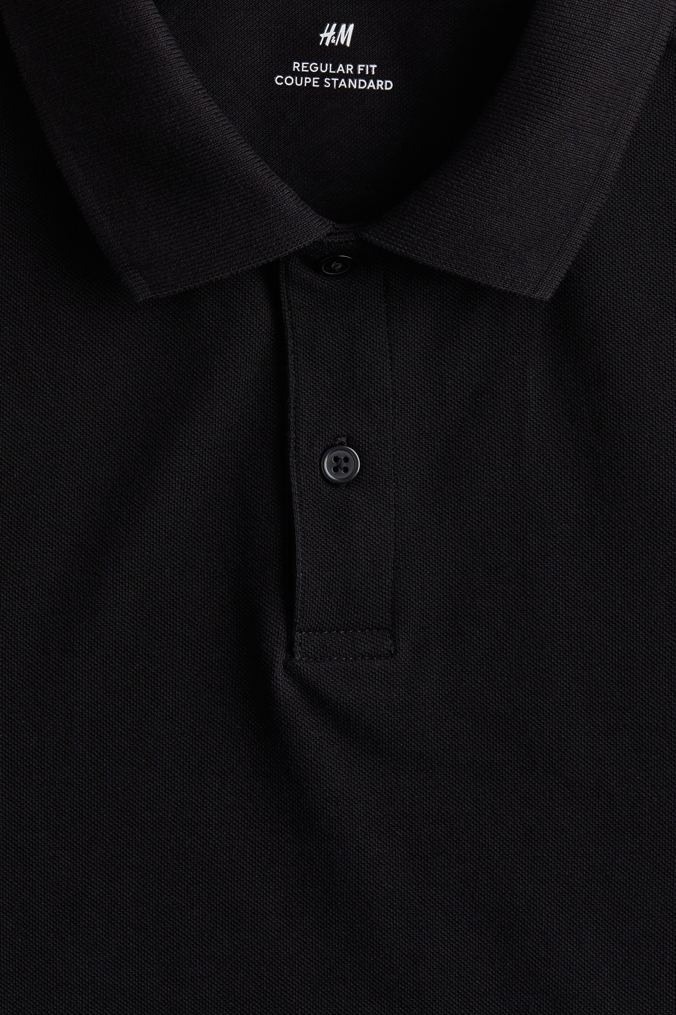 Men - Black Regular Fit Piqu Polo Shirt - Size: XS - H&M