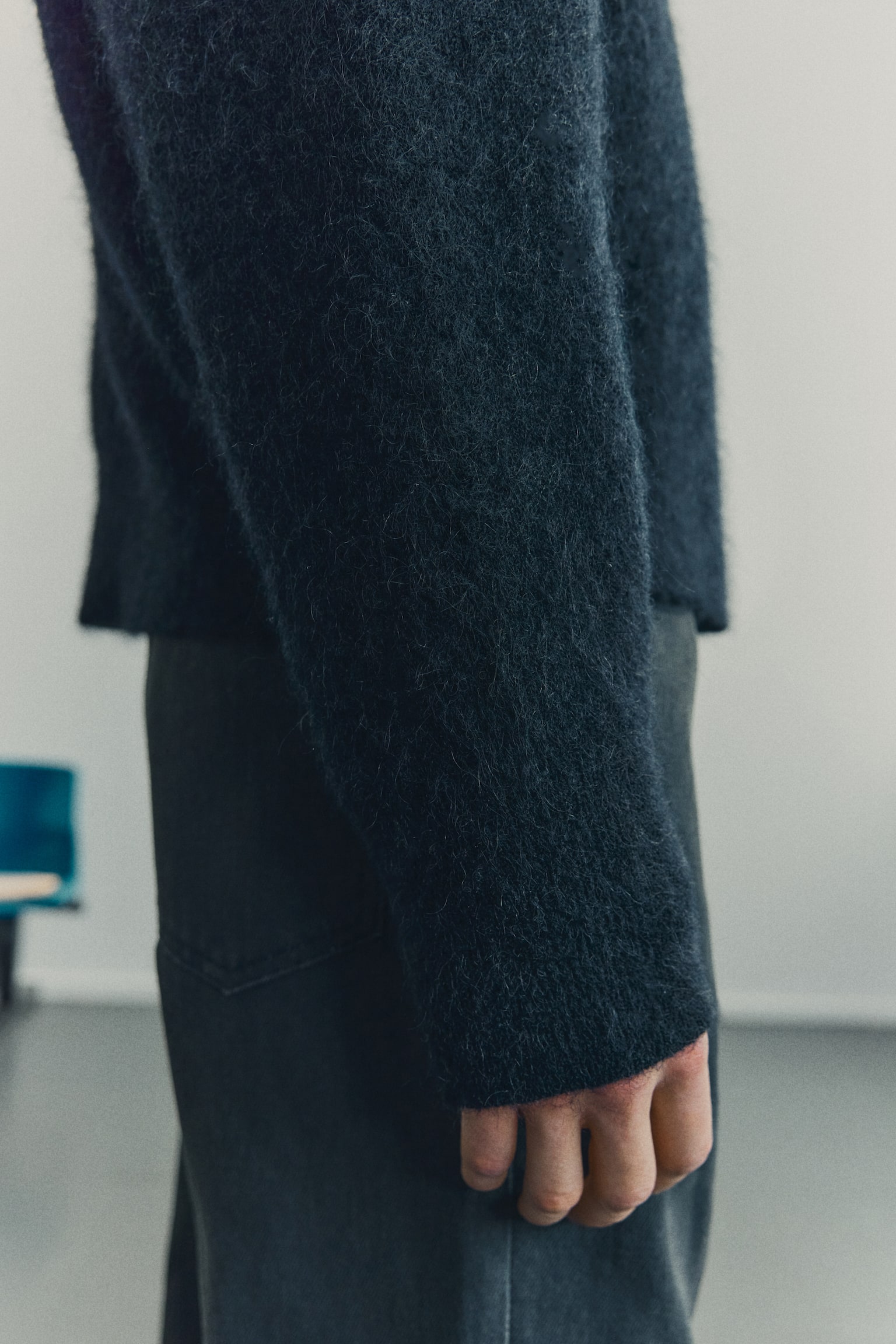 Kardigan z domieszką moheru Relaxed Fit - Czarny - 9