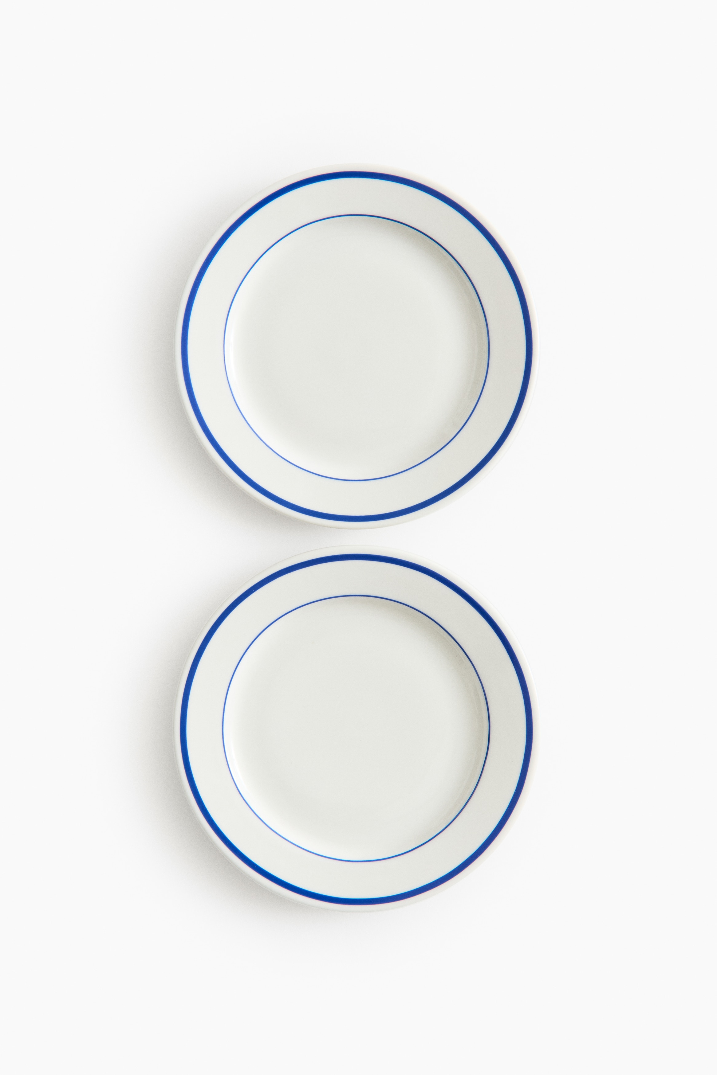 Lot de 2 assiettes moyennes en porcelaine - Blanc/bleu/Blanc/noir/Blanc/rouge