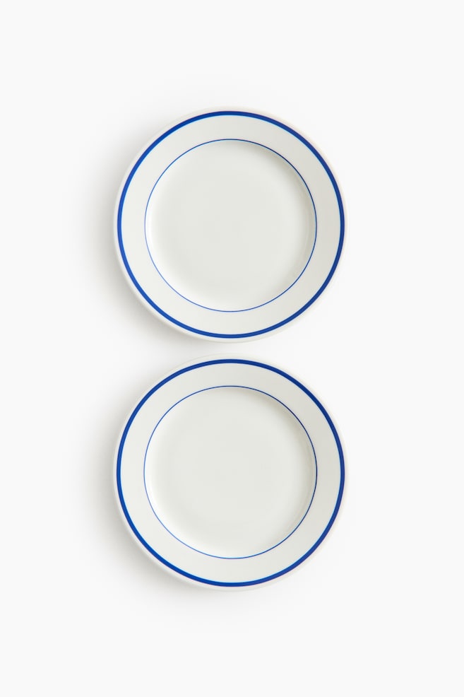 Porcelanowy talerz 2-pak - Biały/Niebieski/Biały/Czarny/Biały/Czerwony - 1