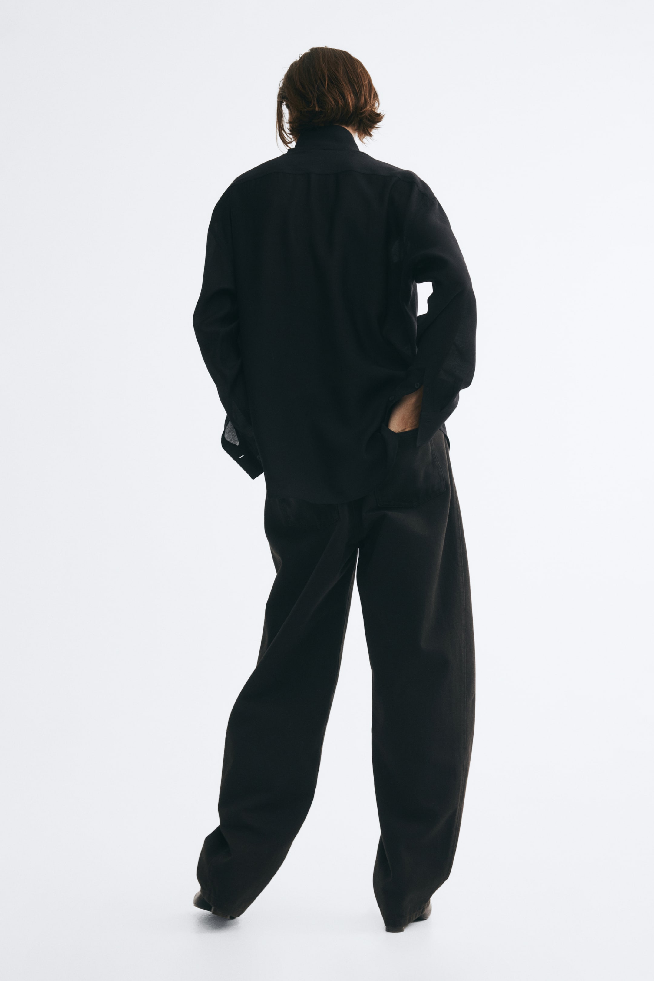 Oversized Shirt with Stand-Up Collar