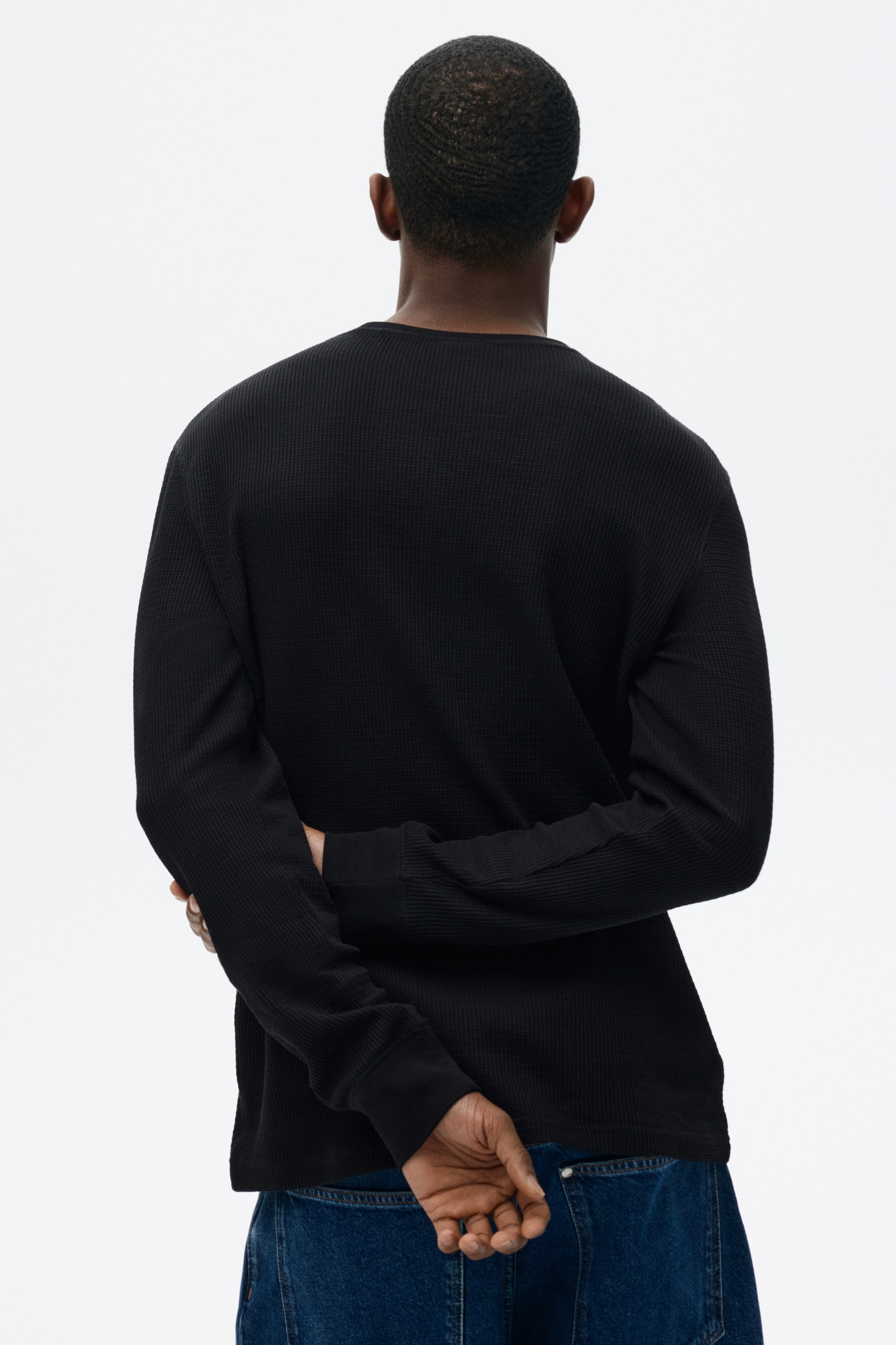 Мужские рубашки H&M Slim Fit Waffled Jersey Shirt — фото 4