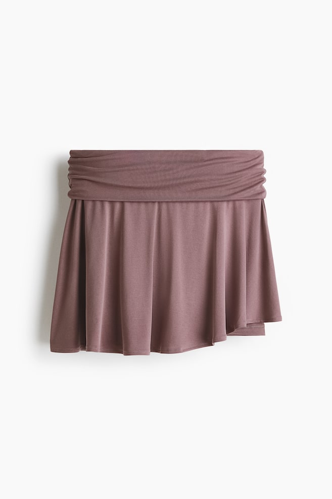 Foldover-waist asymmetric yoga skirt - Dusty mauve/Dark grey - 1