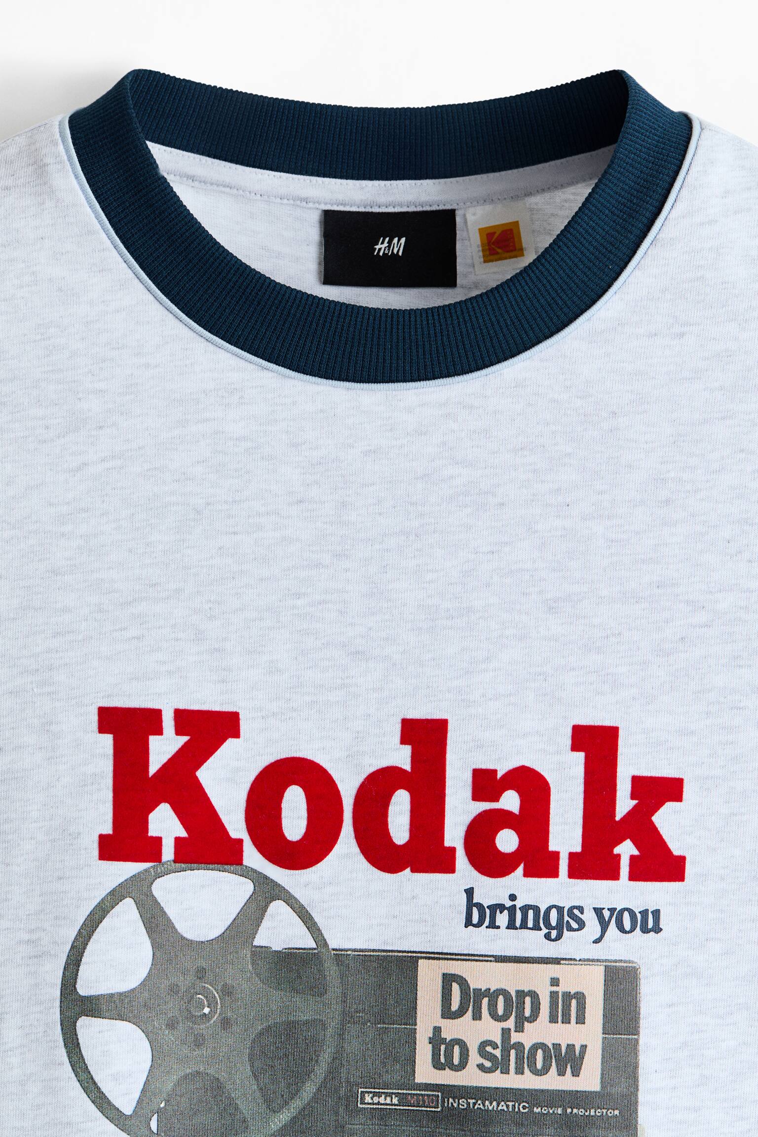 ルーズフィット プリントTシャツ-ライトグレーメランジ／Kodak - 6
