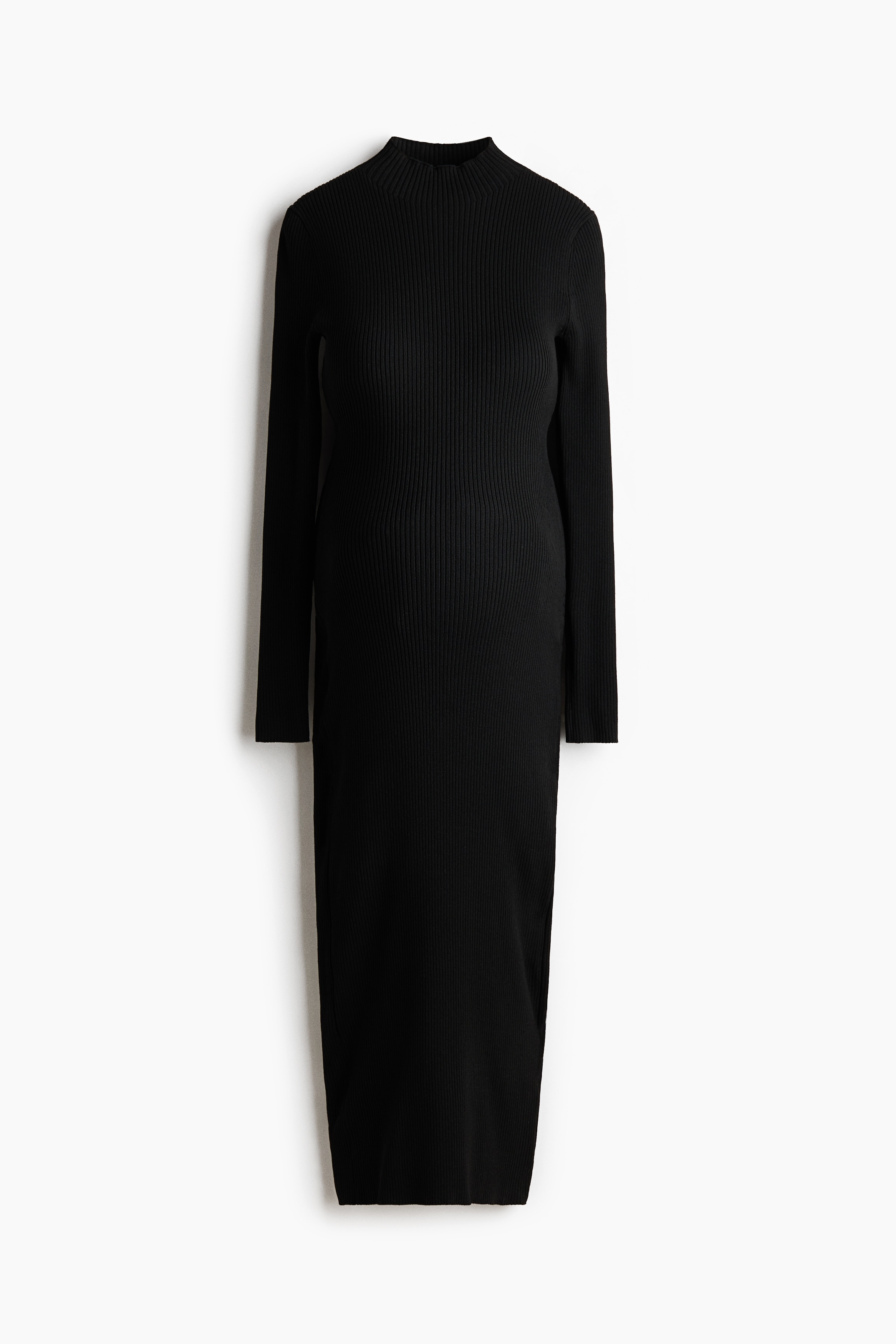 MAMA Rib-Knit Mock Turtleneck Dress - Dark brown - Ladies | H&M US
