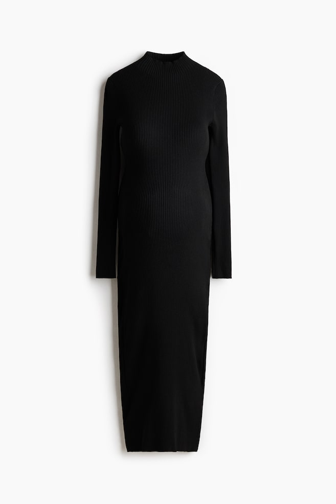 MAMA Rib-knit turtleneck dress - Black - 1