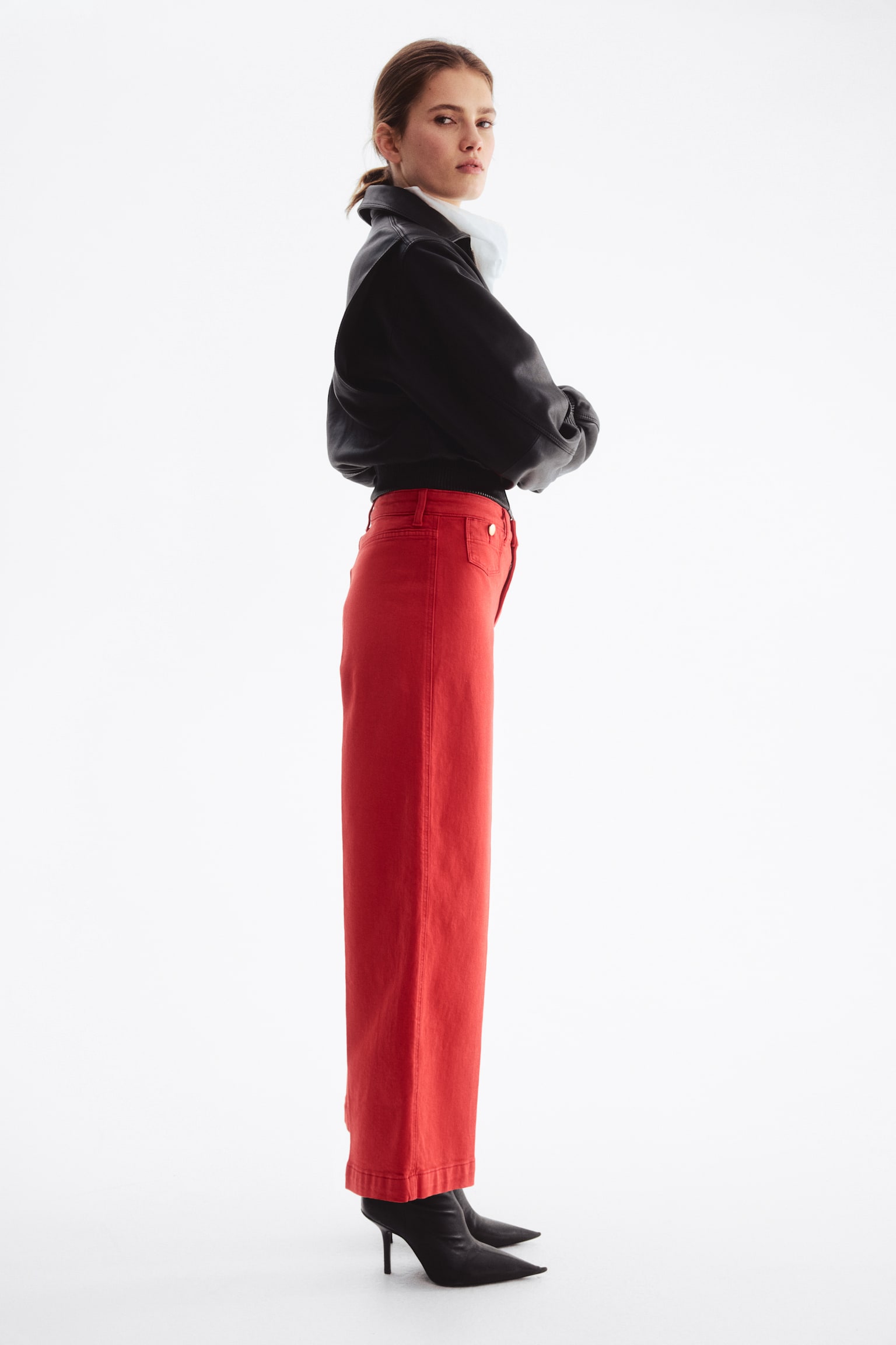 Wide High Waist Ankle Jeans - Rojo vivo/Azul denim/Azul denim claro/Blanco/Azul denim oscuro - 1