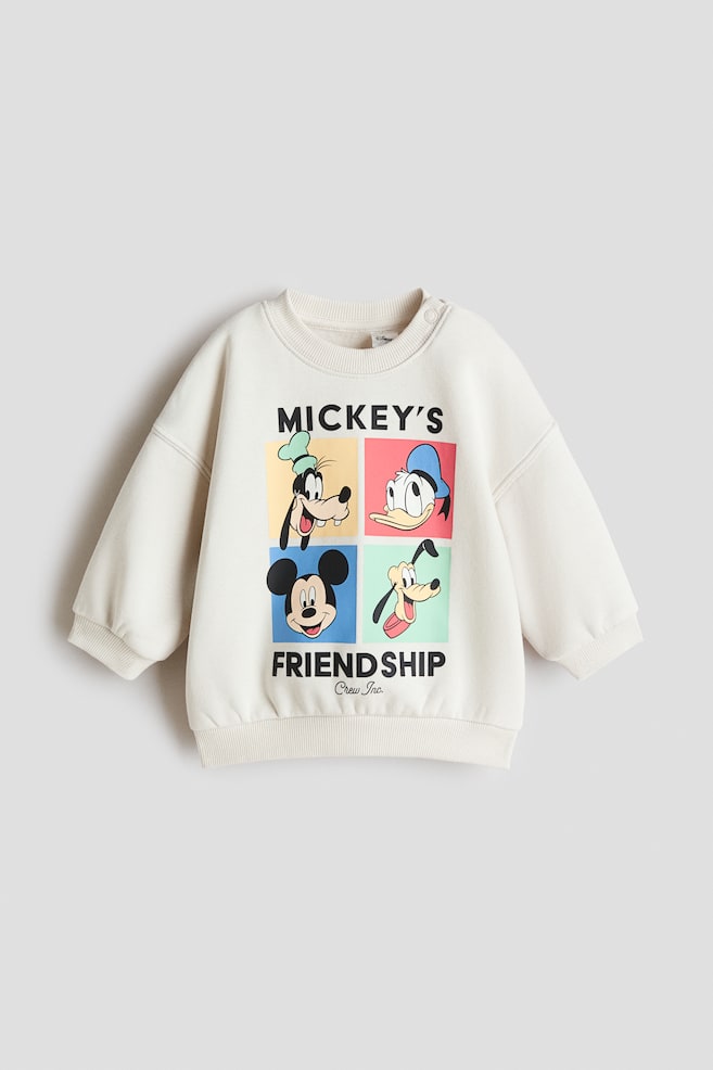 Printed Sweatshirt - White/Mickey Mouse/Blue/Snoopy/Dark red/Mickey Mouse/Light grey/Mickey Mouse - 1