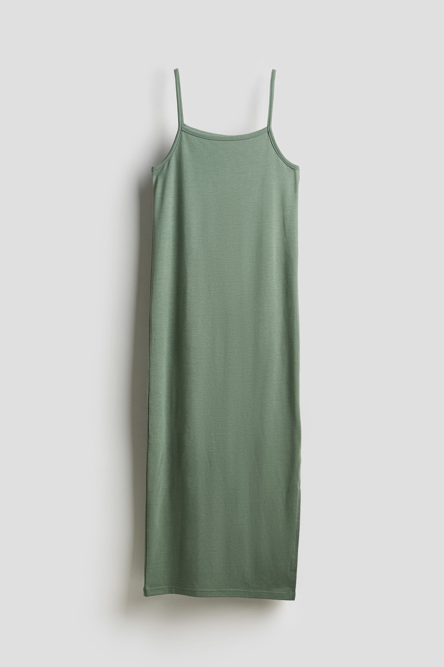 Jersey slip dress - Khaki green/Black/Light grey marl - 1